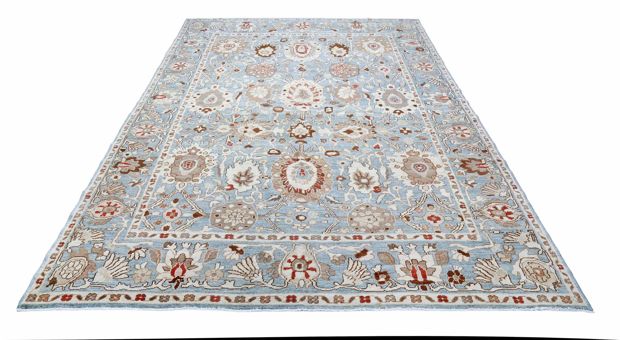 Afghanistan Oushak-Teppiche - Wollblau Design - 93608 (Stammeskunst) im Angebot