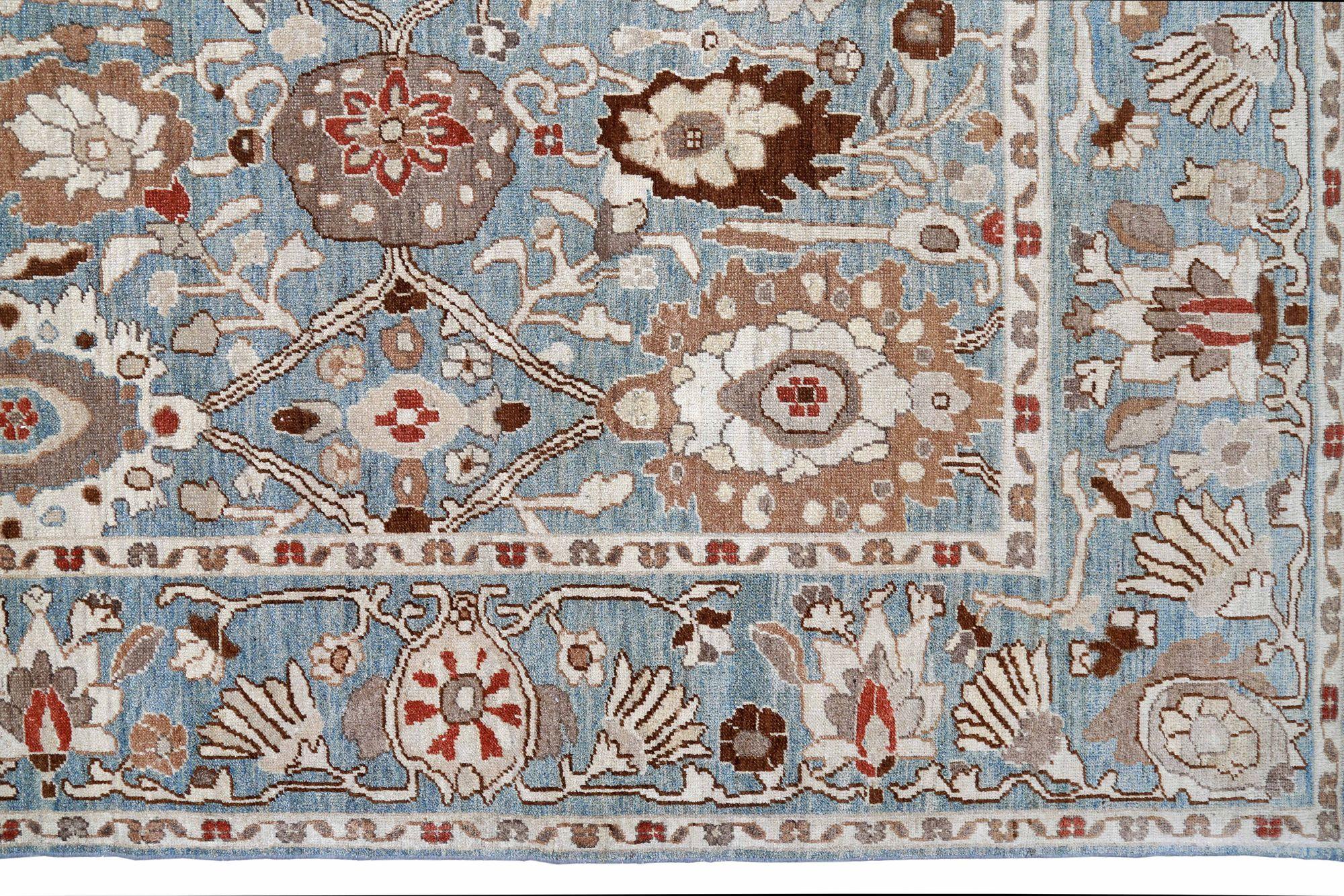 Afghanistan Oushak-Teppiche - Wollblau Design - 93608 (Afghanisch) im Angebot