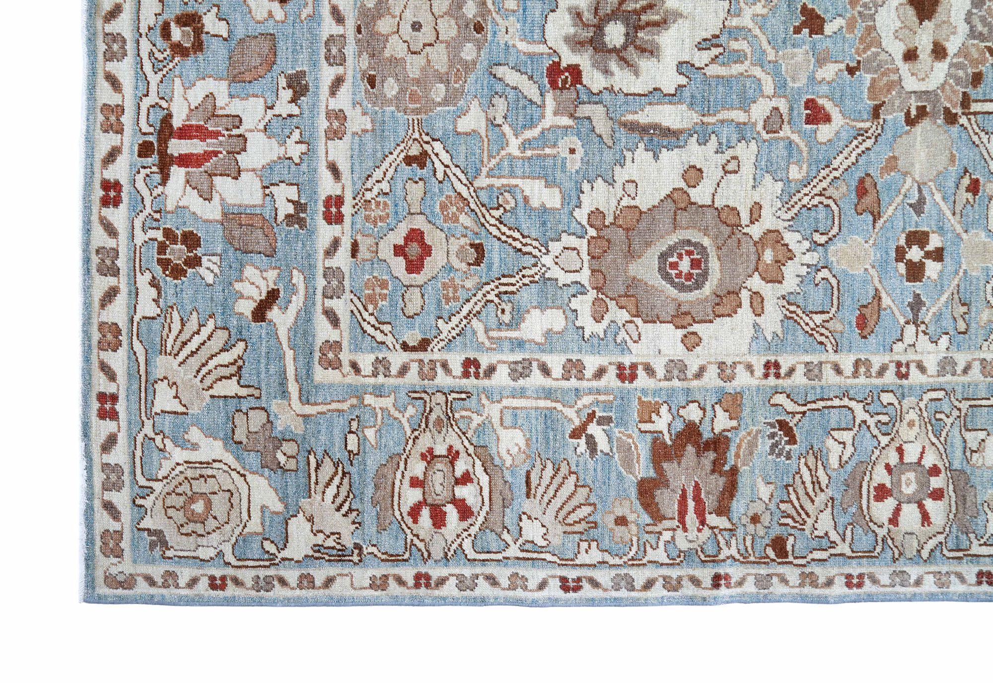 Afghanistan Oushak-Teppiche - Wollblau Design - 93608 im Zustand „Hervorragend“ im Angebot in Dallas, TX