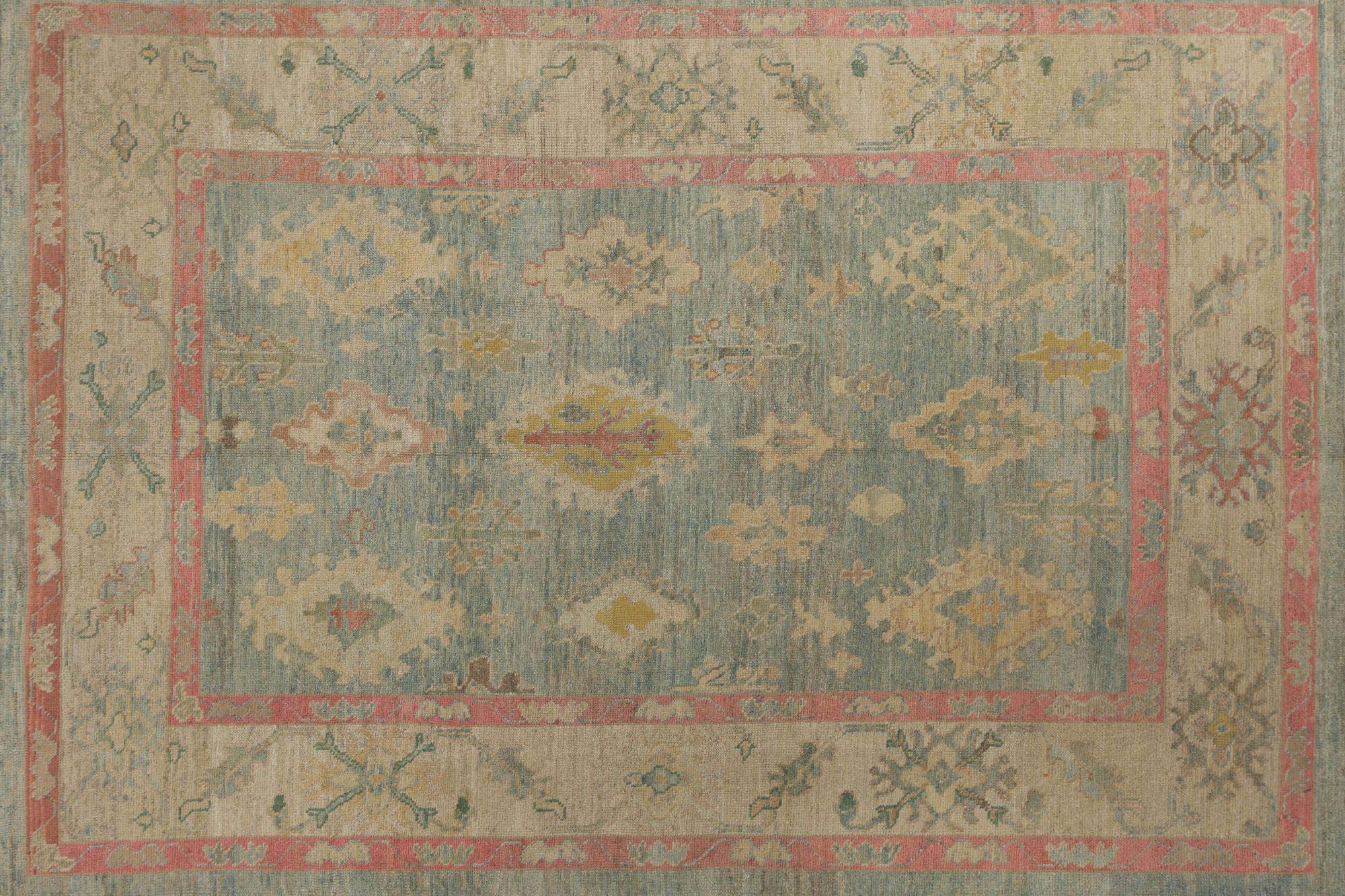 Afghanistan Oushak-Teppiche - Wollblau Design - 95962 im Zustand „Hervorragend“ im Angebot in Dallas, TX