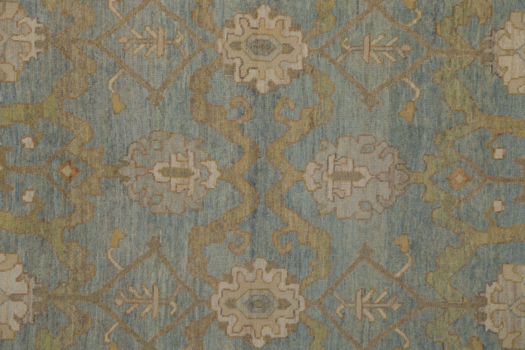 Afghanistan Oushak-Teppiche - Wollblau Design - 96026 (Afghanisch) im Angebot