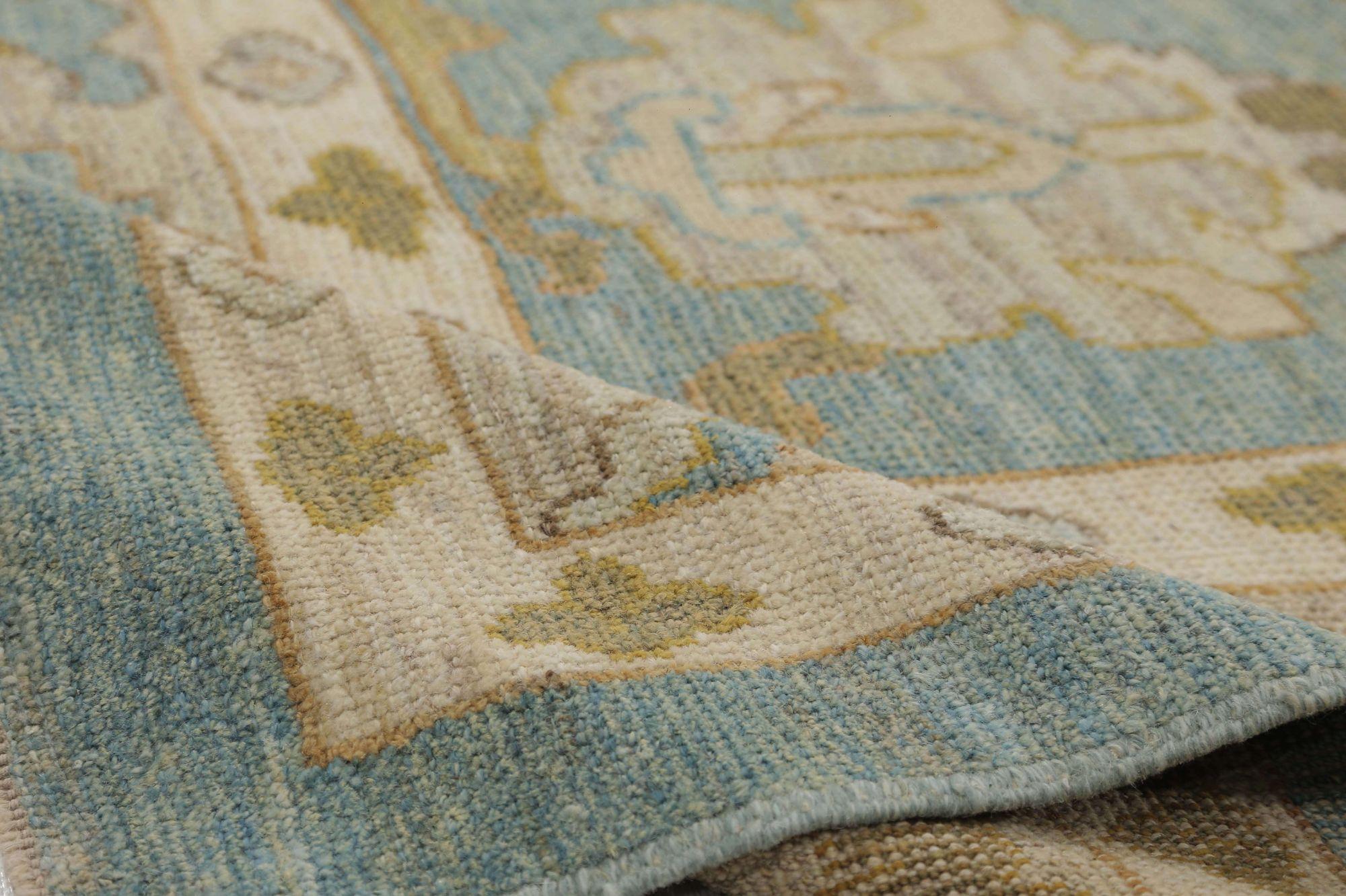 Afghanistan Oushak-Teppiche - Wollblau Design - 96026 im Zustand „Hervorragend“ im Angebot in Dallas, TX
