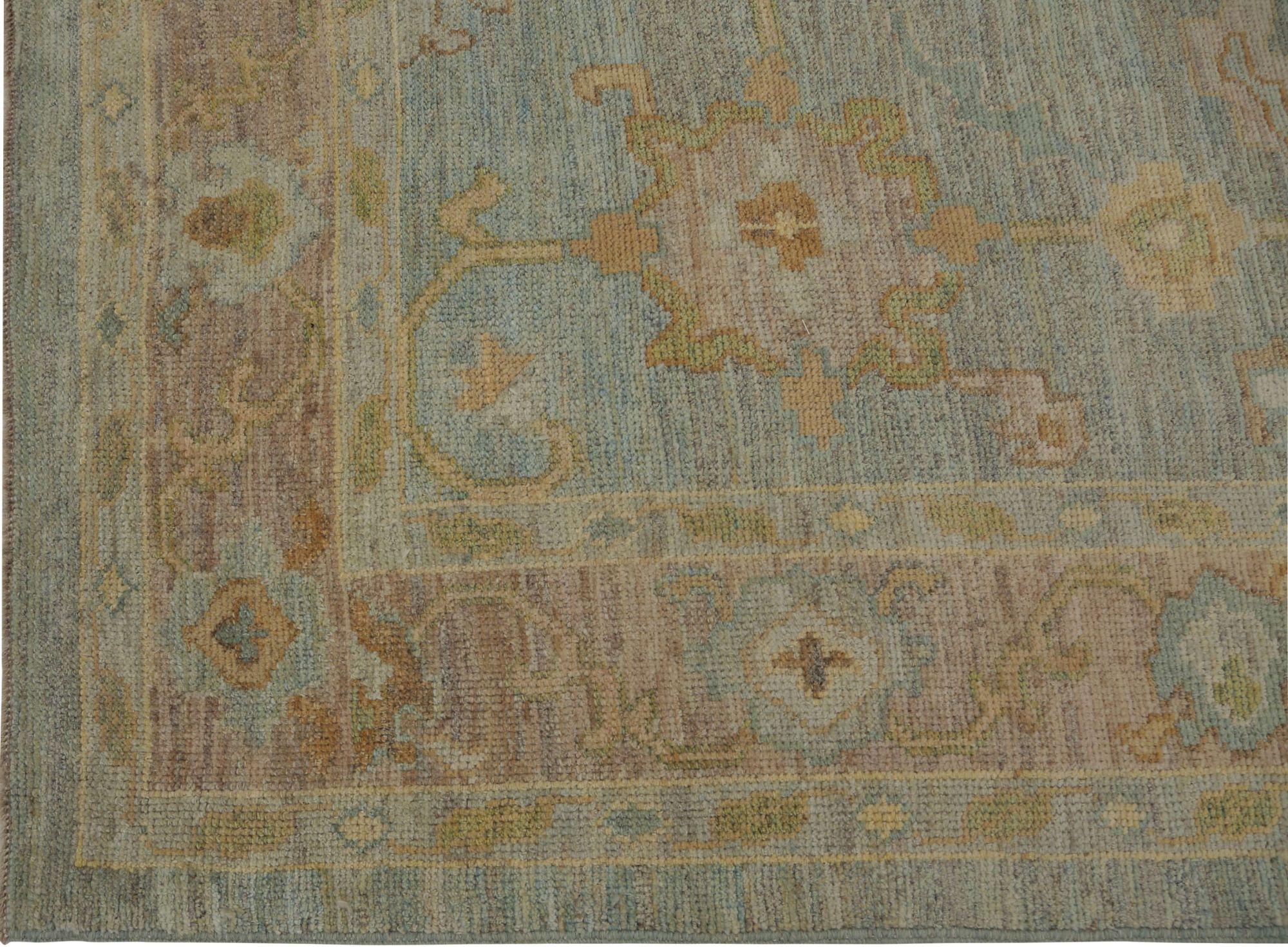 Afghanistan Oushak-Teppiche - Wollblau Design - 96052 (Afghanisch) im Angebot