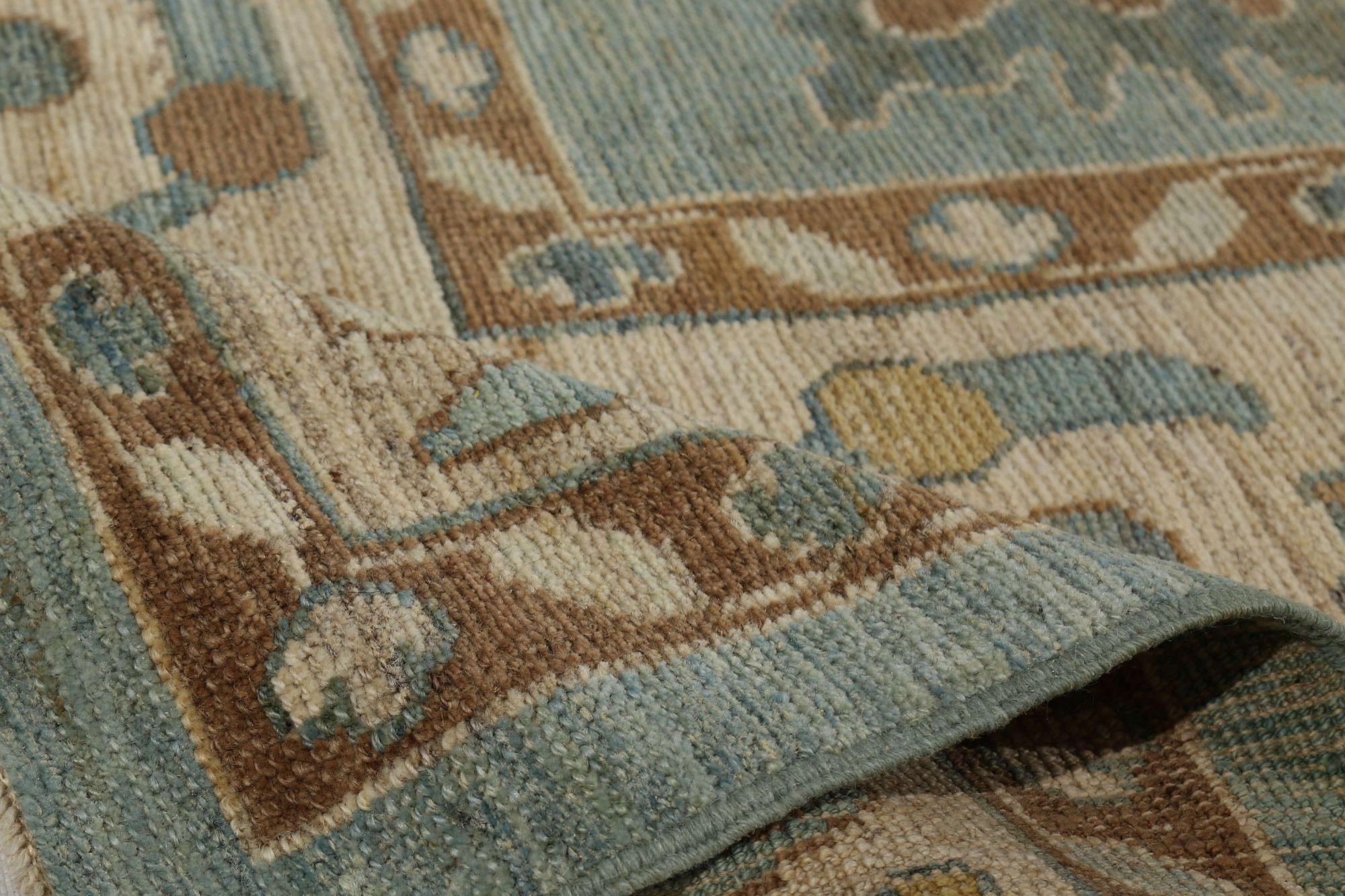 Afghanistan Oushak-Teppiche - Wollblau Design - 96153 im Zustand „Hervorragend“ im Angebot in Dallas, TX