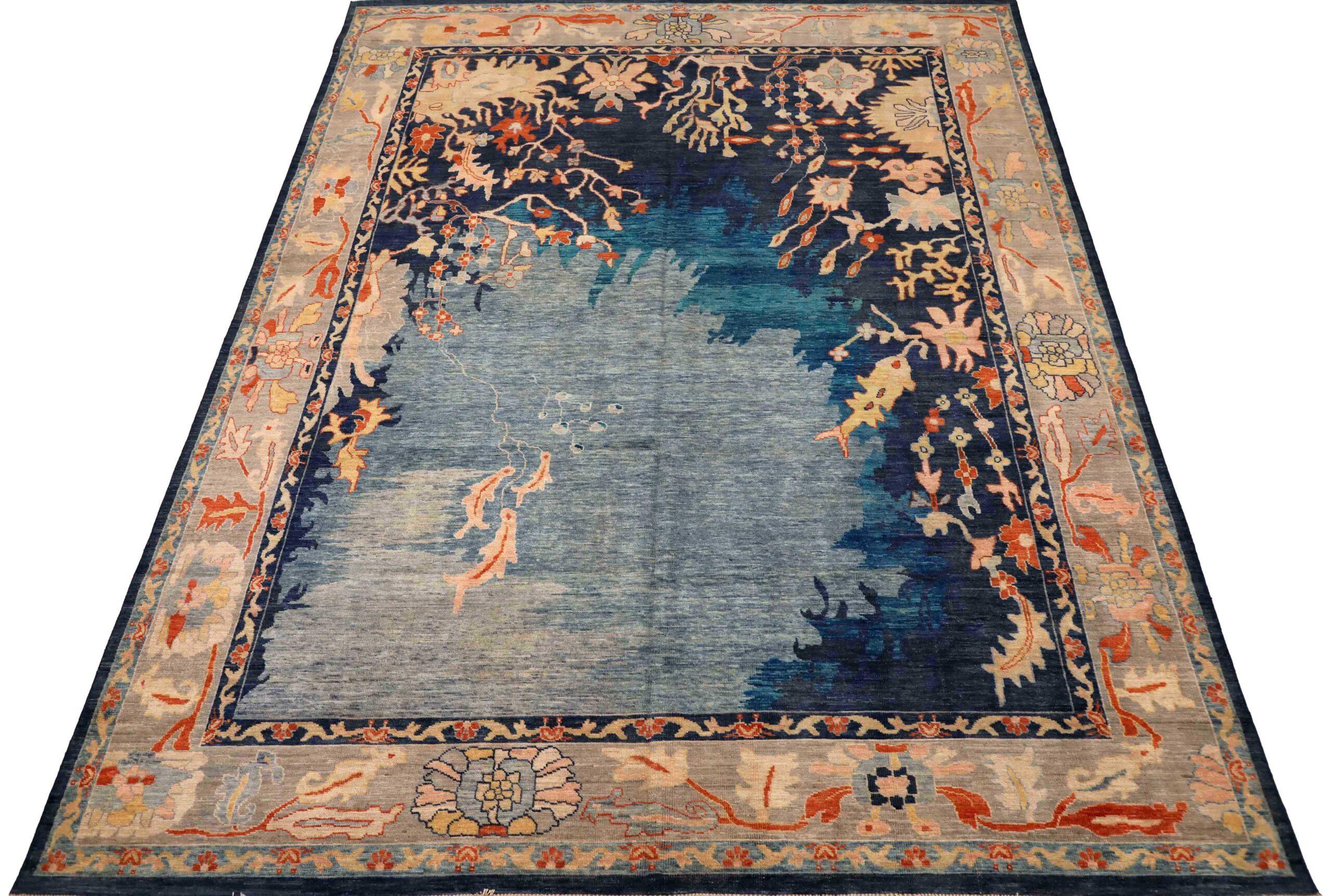 Scopri l'eleganza dell'Afghanistan Oushak con i tappeti per l'area CIRCA del 1990. Progettato con lana e blu, questo design esclusivo è perfetto per valorizzare il tuo spazio.