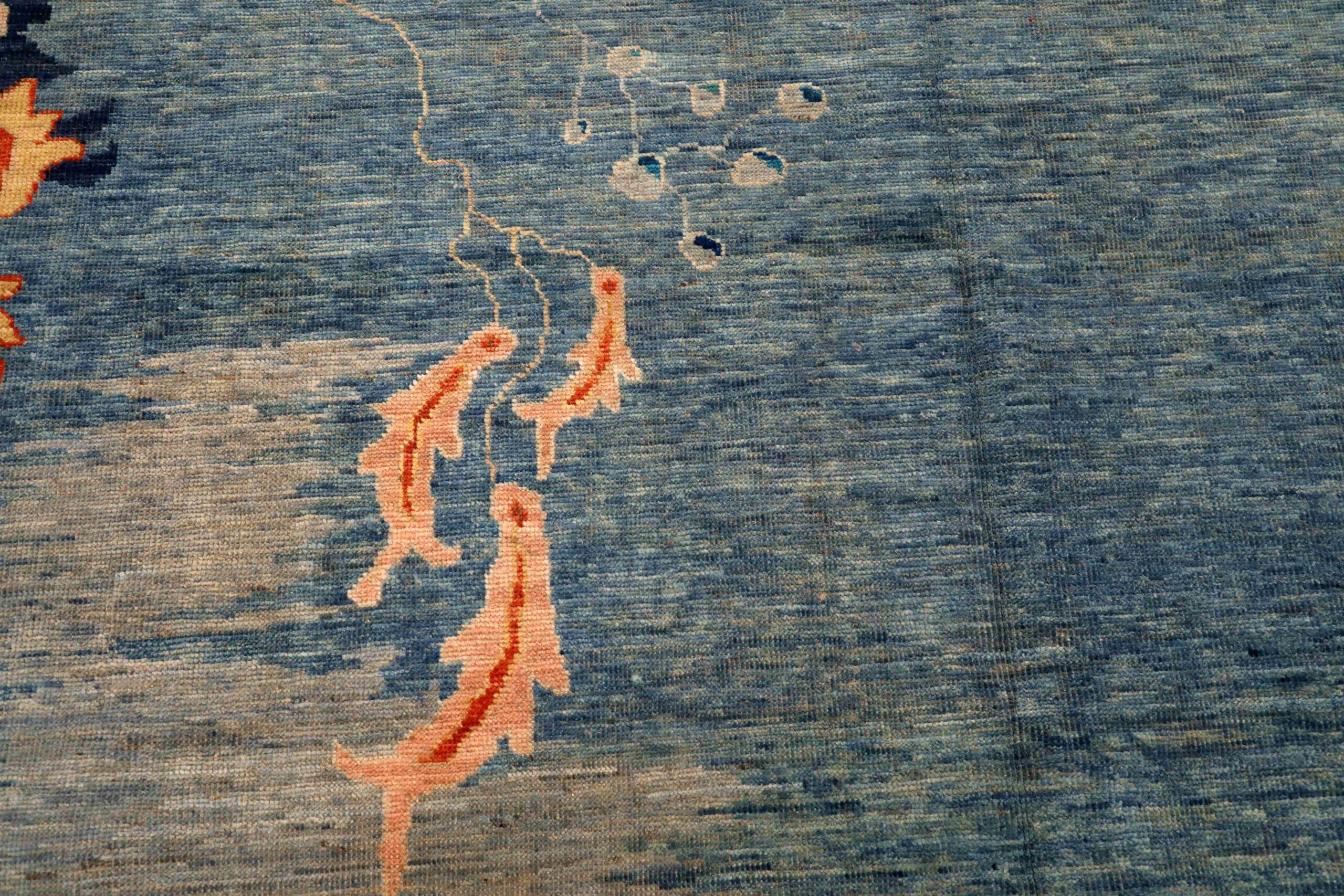 Afghano Tappeti Afghanistan Oushak - Disegno blu in lana - 96441 in vendita