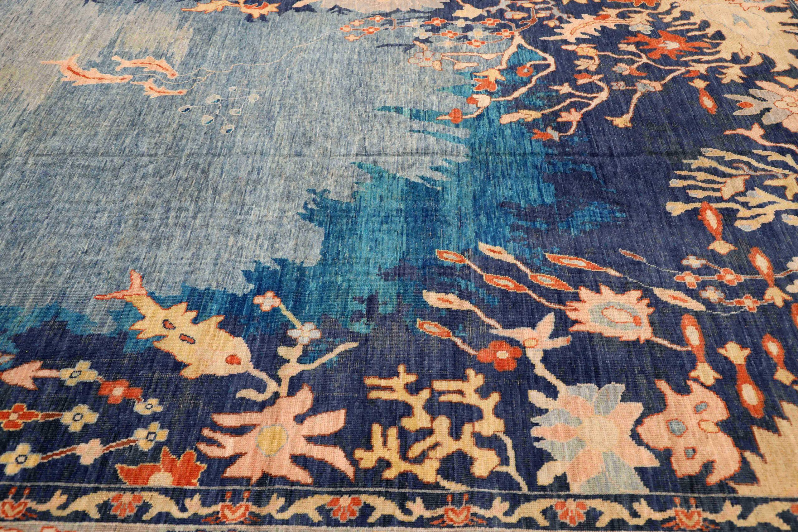 Tappeti Afghanistan Oushak - Disegno blu in lana - 96441 In condizioni ottime in vendita a Dallas, TX