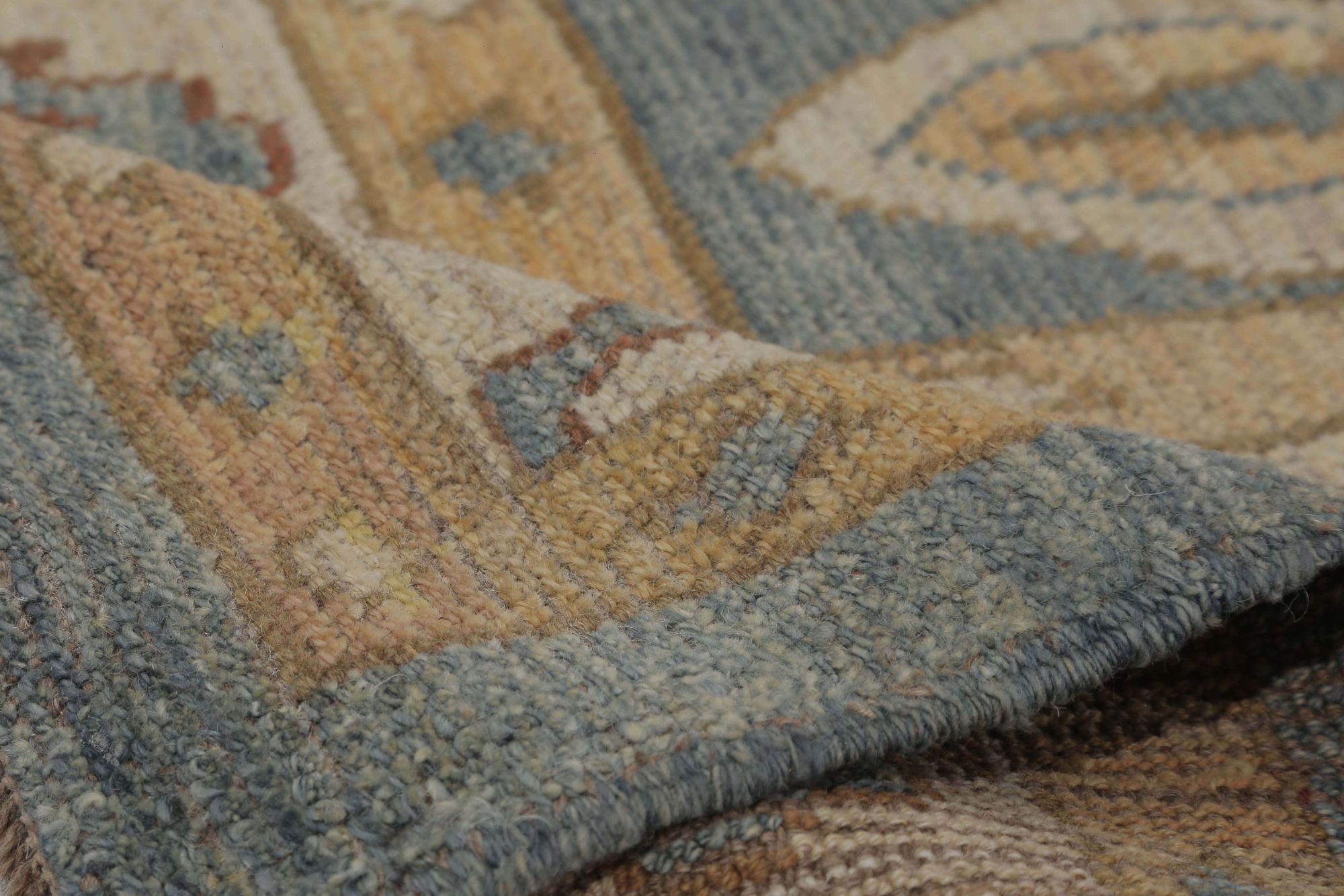 Turkey Oushak Area Rugs - Wool Blue Gray Design - 95999 In Excellent Condition For Sale In Dallas, TX