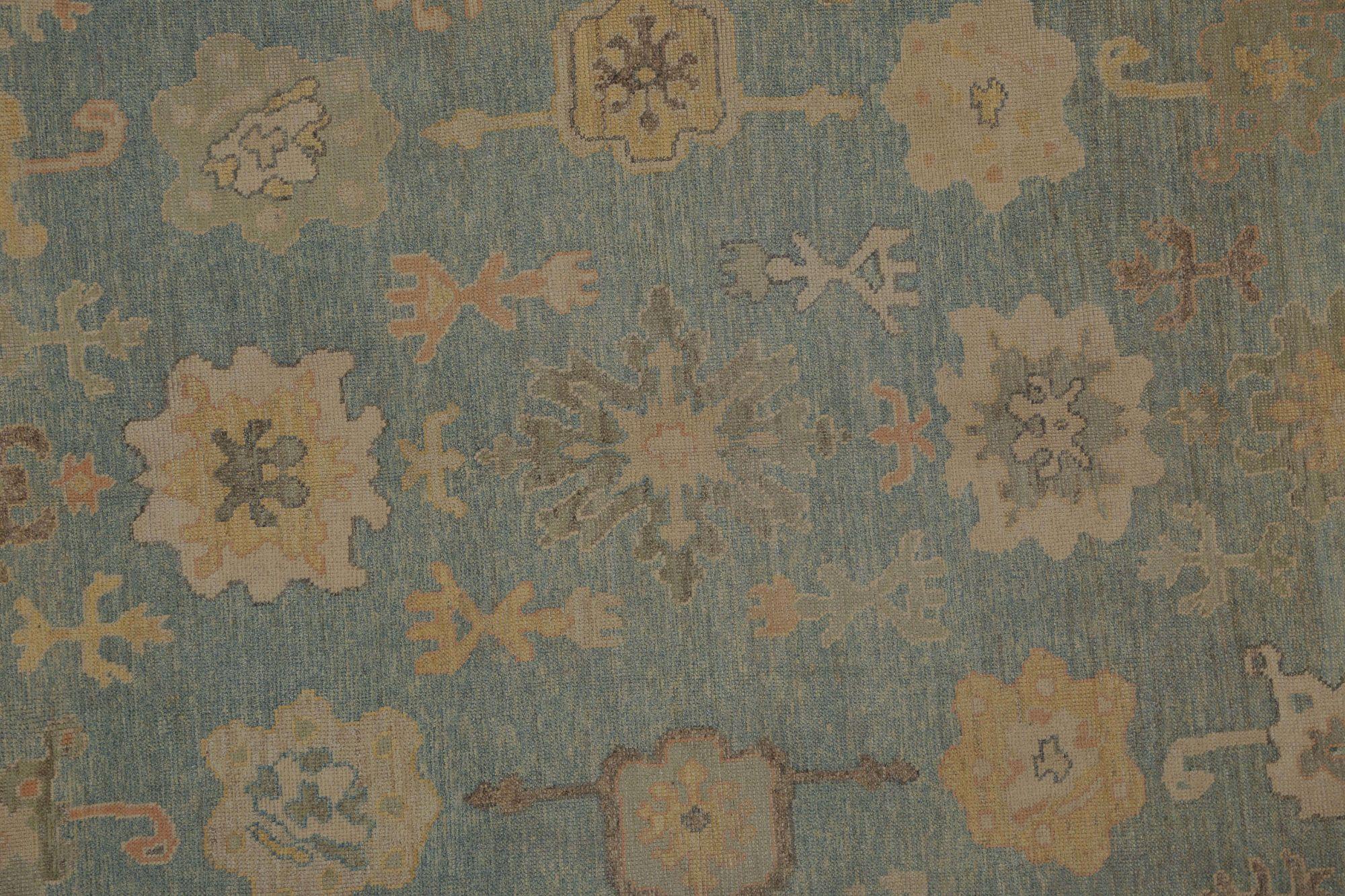 Oushak-Teppiche aus Afghanistan - Wolle in Blau und Grau mit Design - 96040 (Stammeskunst) im Angebot