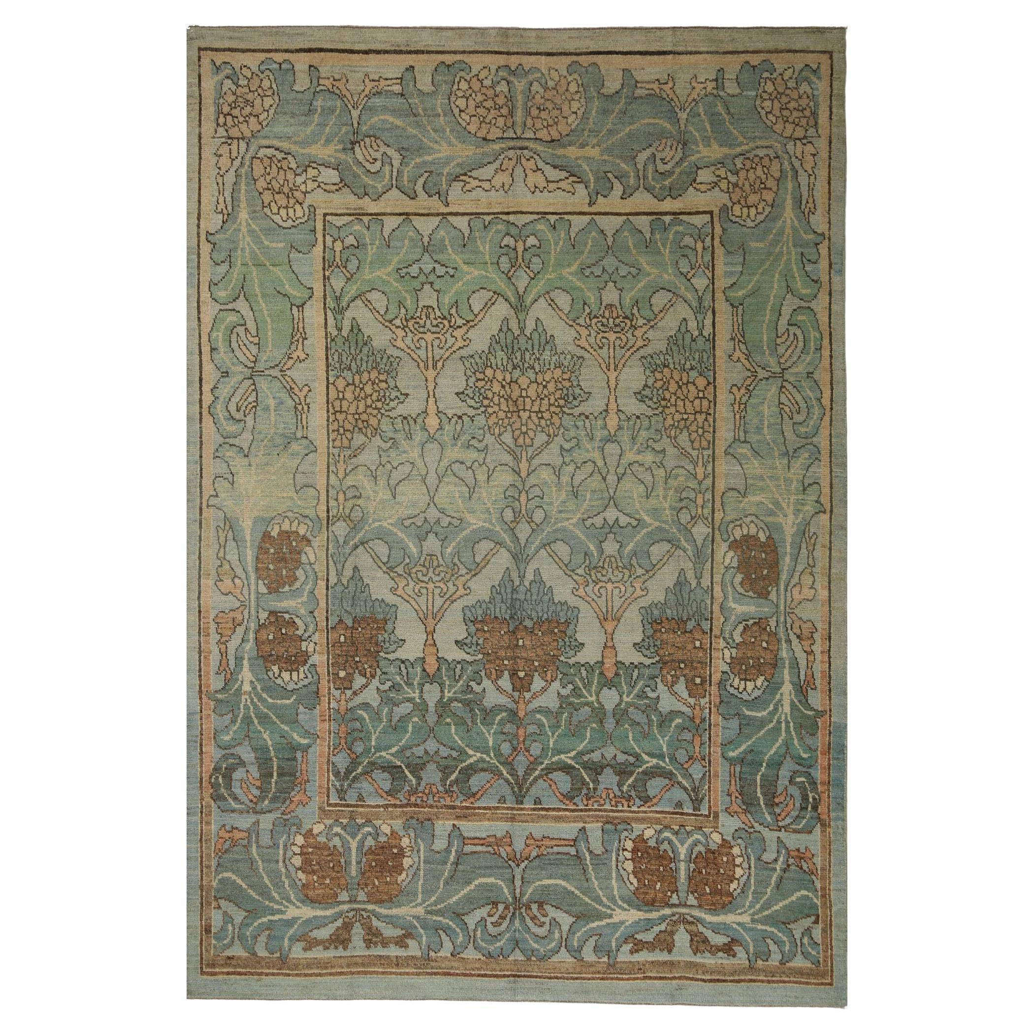 Afghanistan Oushak Area Rugs - Wool Blue Green Ivory Design - 96077