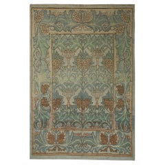 Afghanistan Oushak-Teppiche - Wolle Blau Grün Elfenbein Design - 96077