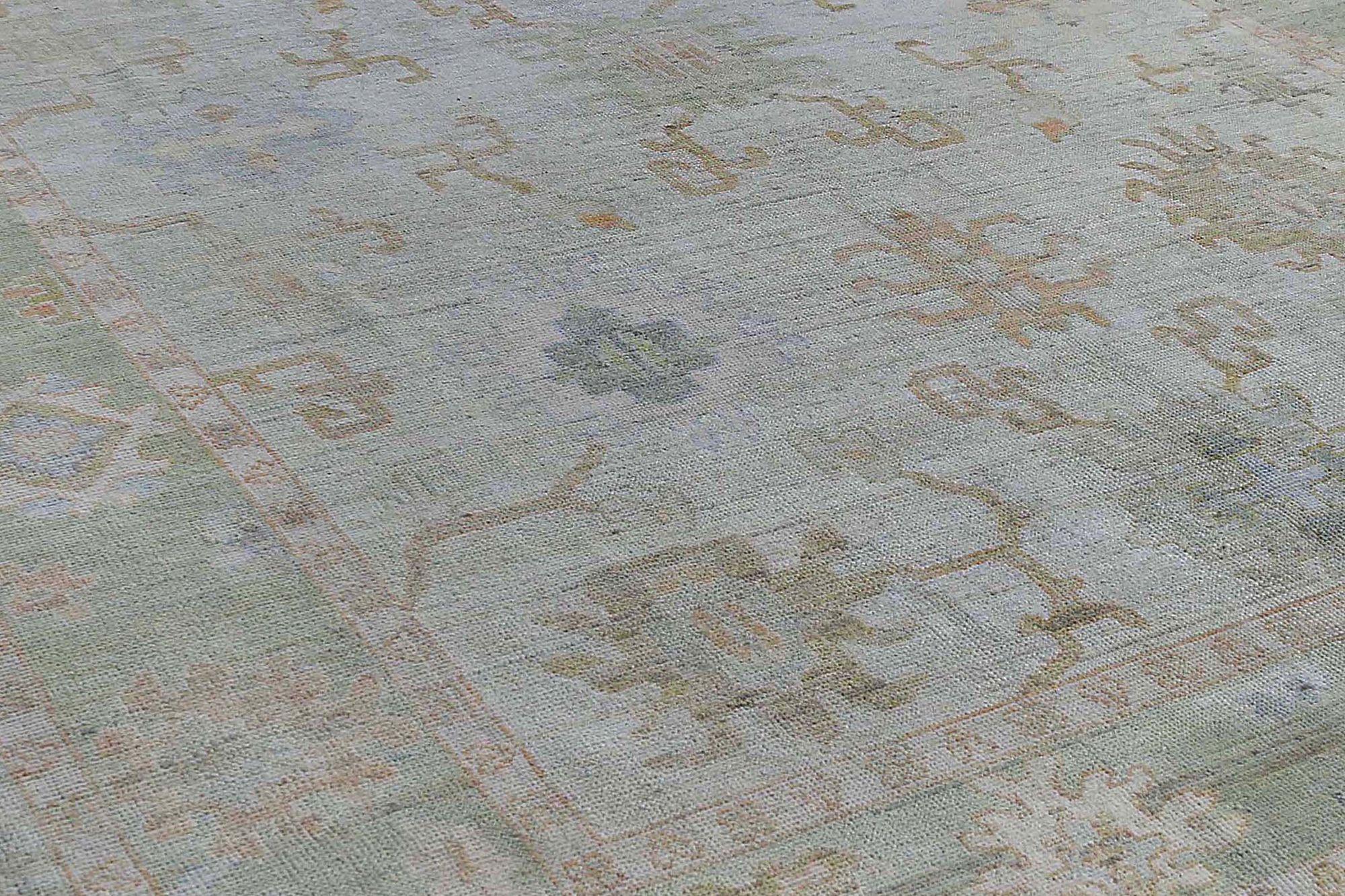 Tribal Tapis d'Afghanistan Oushak - Design en laine bleu vert ivoire - 97275 en vente