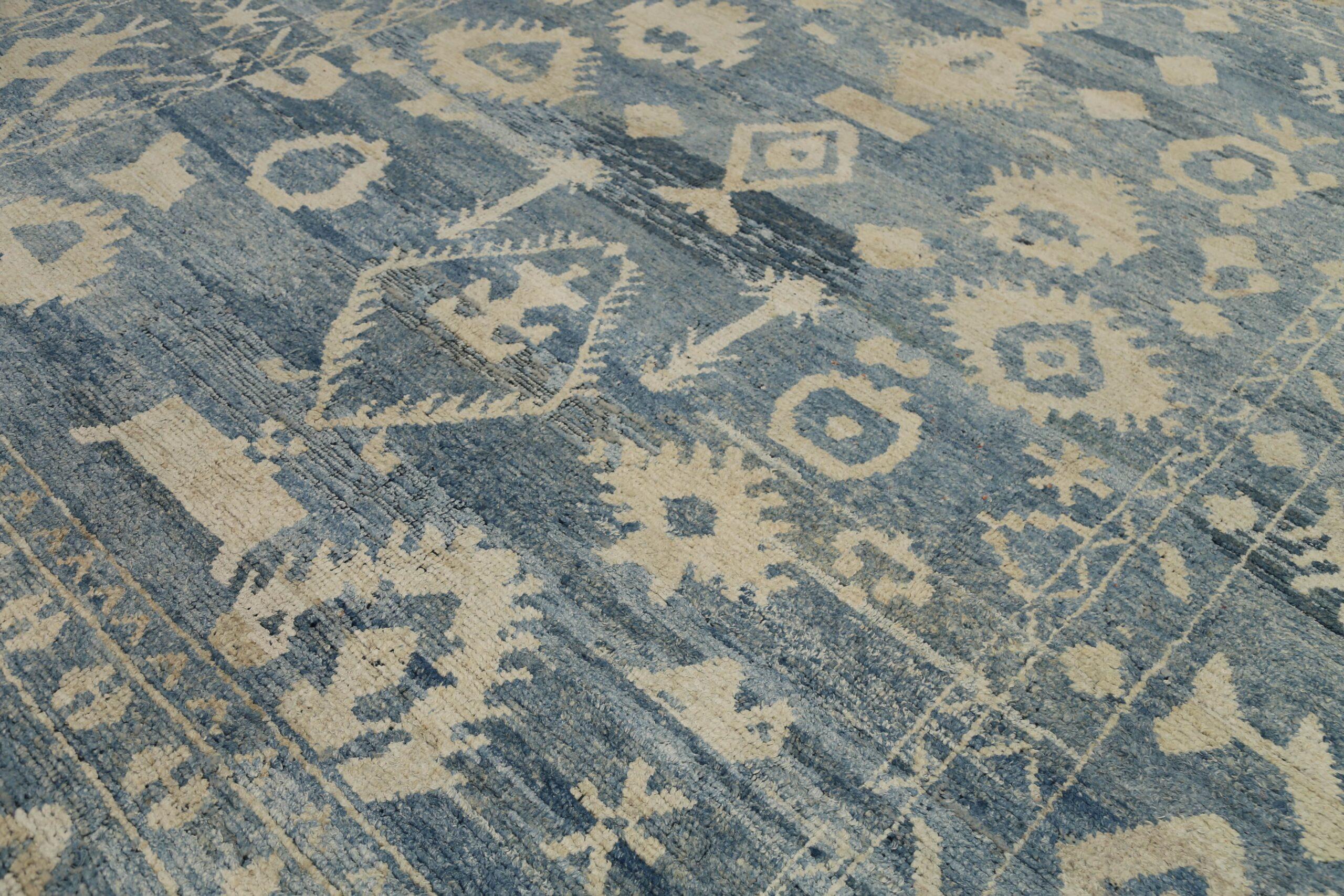 Afghano Tappeti Afghanistan Oushak - Disegno in lana blu avorio - 92870 in vendita