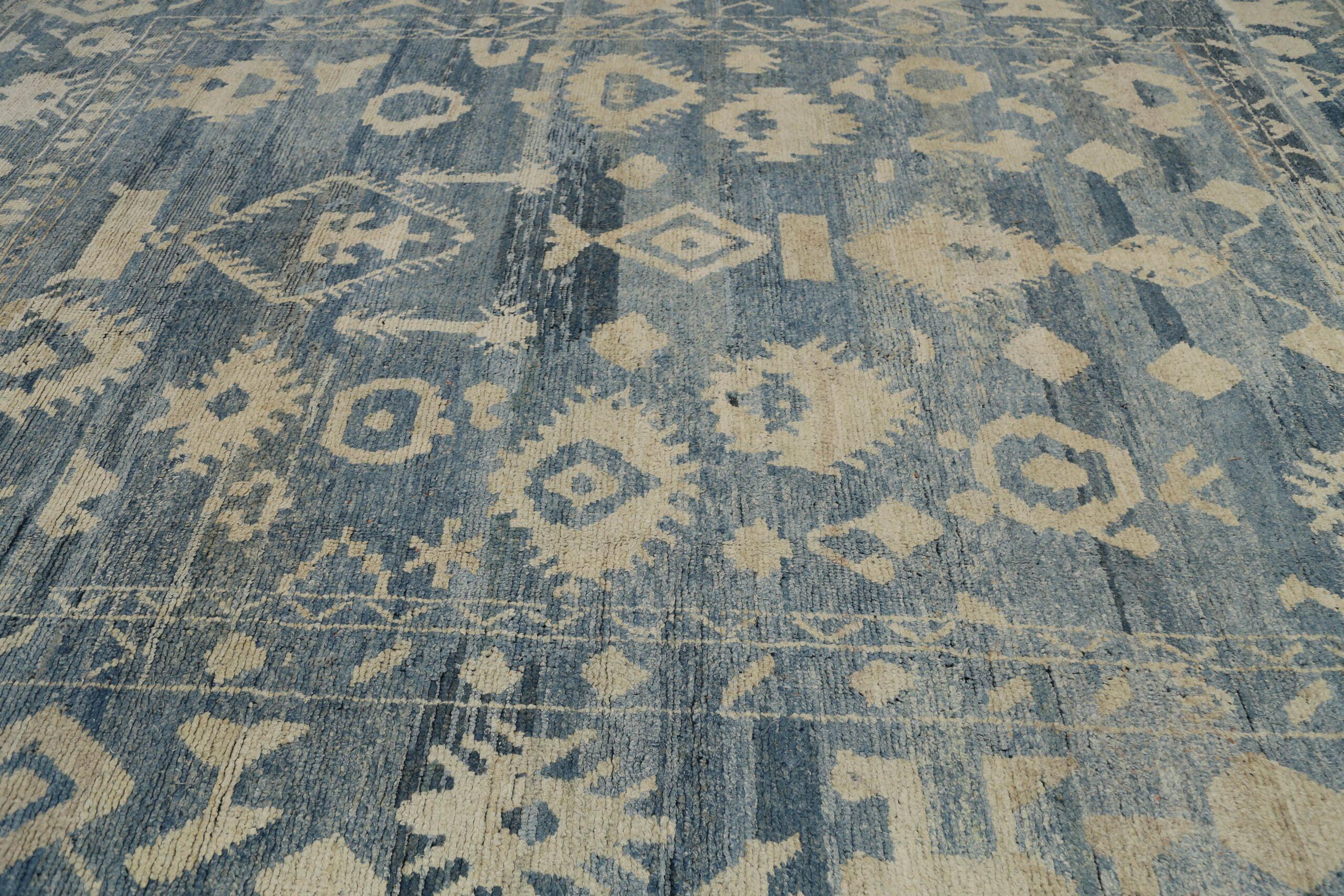 Tappeti Afghanistan Oushak - Disegno in lana blu avorio - 92870 In condizioni ottime in vendita a Dallas, TX