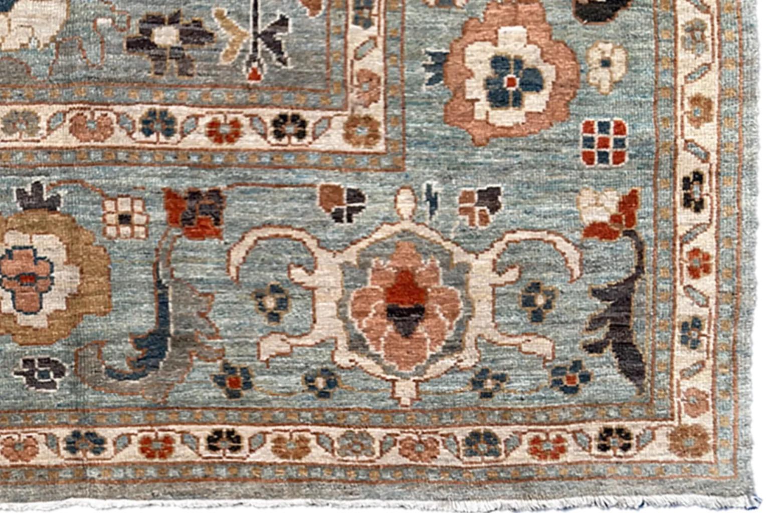 Tapis d'Afghanistan Oushak - Design en laine bleu orange - 94607 Excellent état - En vente à Dallas, TX