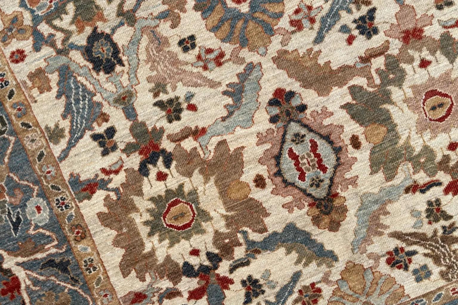 20ième siècle Tapis d'Afghanistan Oushak - Design en laine bleu orange - 94607 en vente