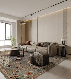 Afghanistan Oushak Area Rugs - Wool Blue Orange Design