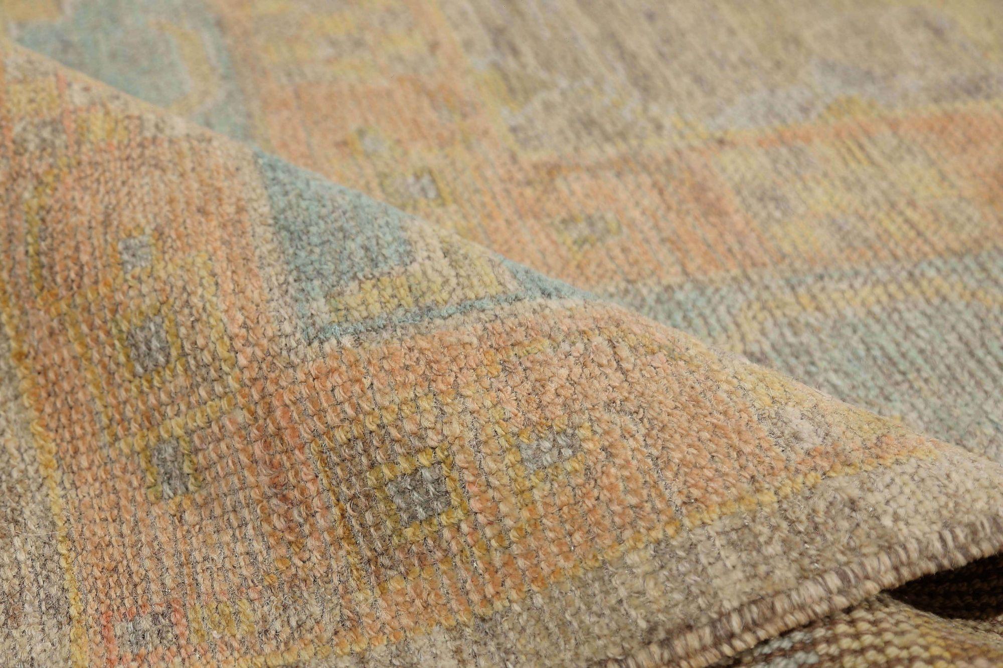 Tribal Tapis d'Afghanistan Oushak - Motif de revers en laine bleu orange - 95840 en vente