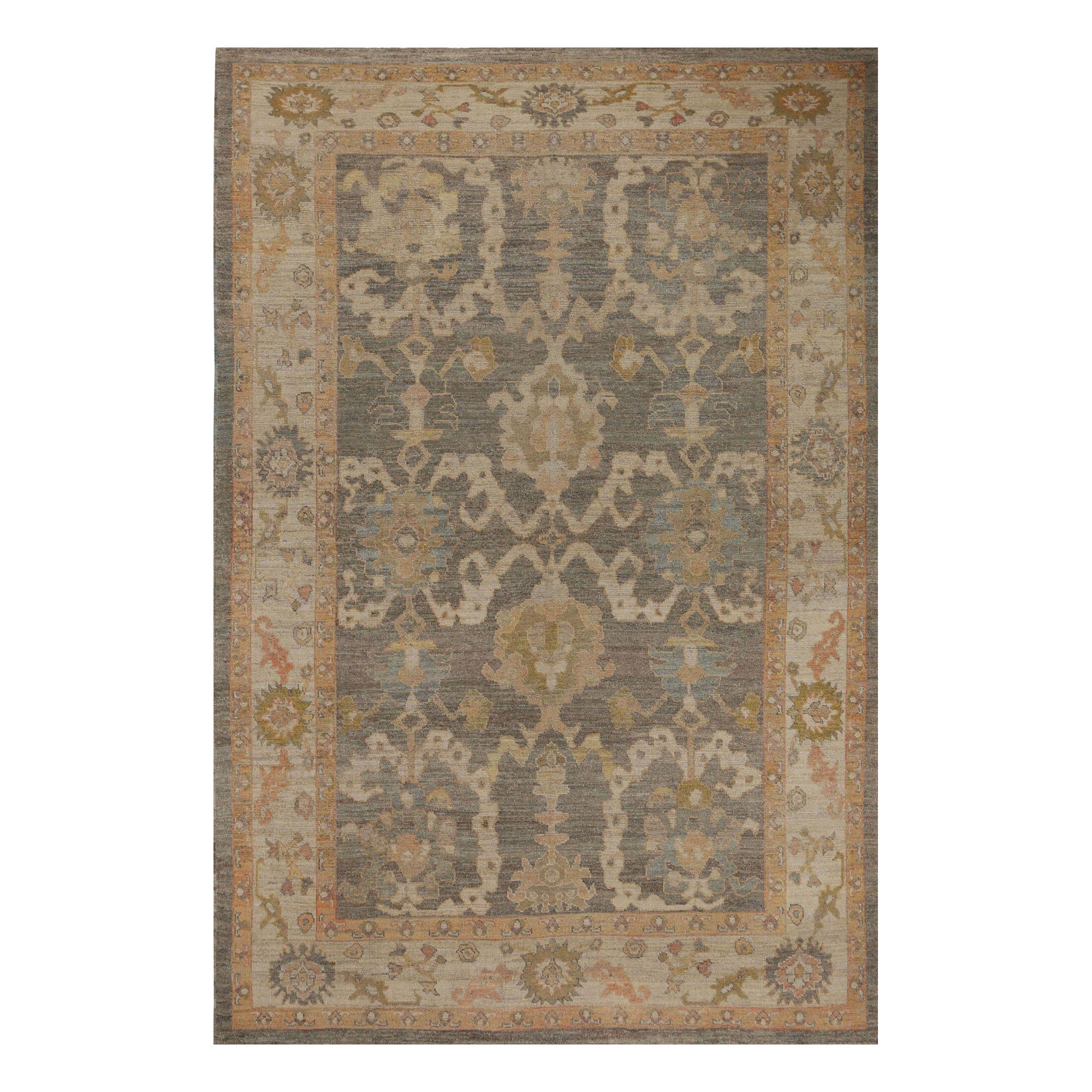 Afghanistan Oushak Area Rugs - Wolle Brown Design - 95964