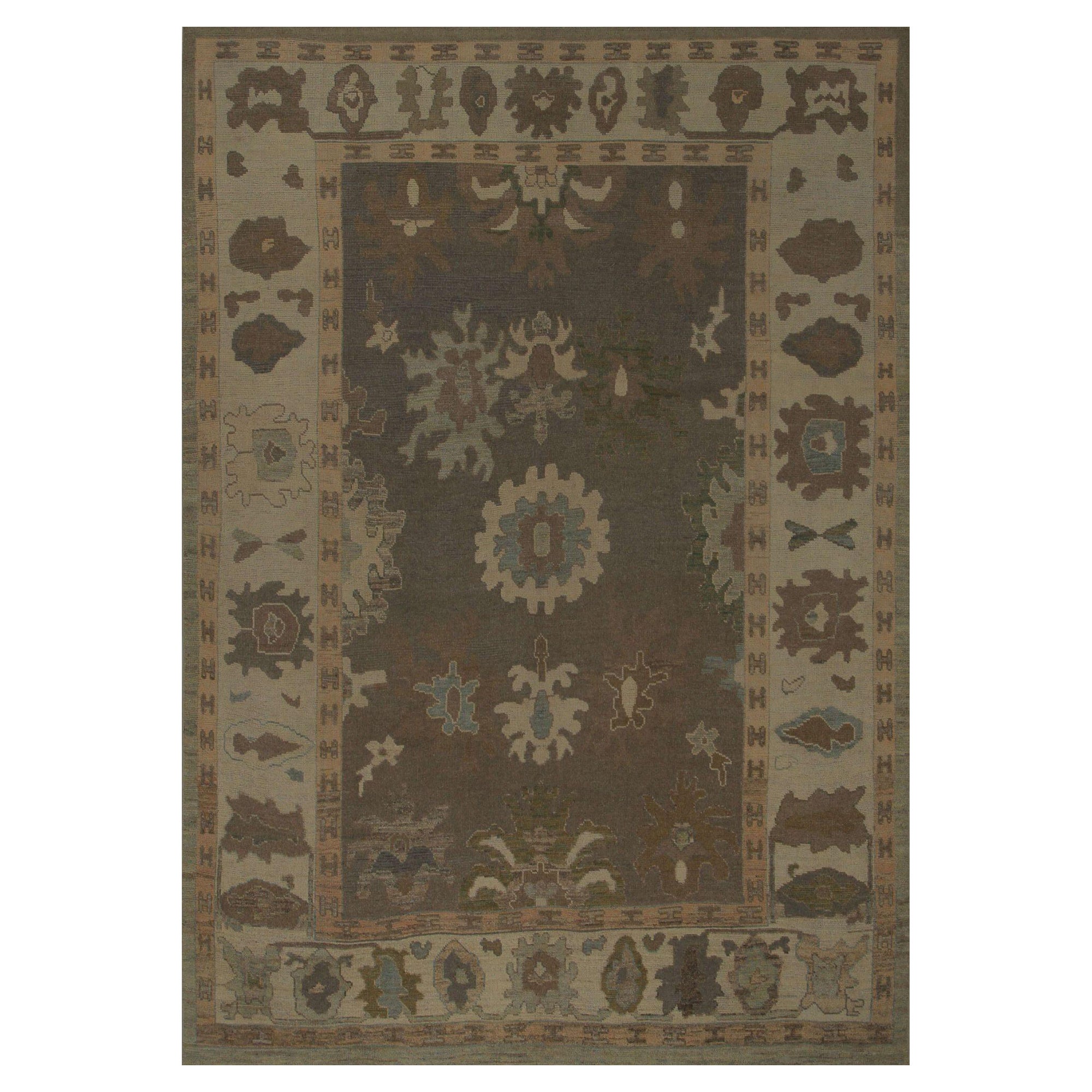 Afghanistan Oushak Area Rugs - Wolle Brown Design - 96171