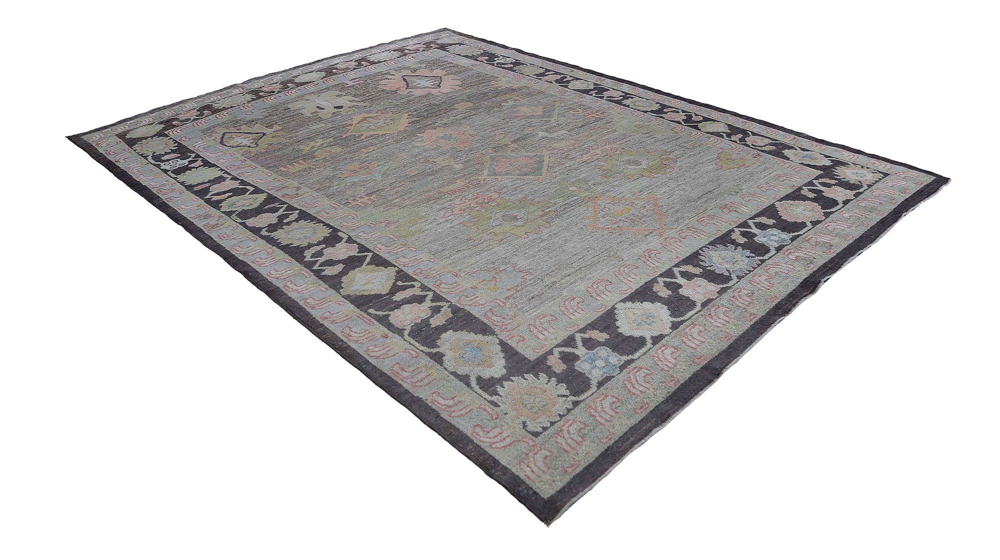 Afghanistan Oushak Area Rugs - Wool Brown Design - 97005 In Excellent Condition For Sale In Dallas, TX