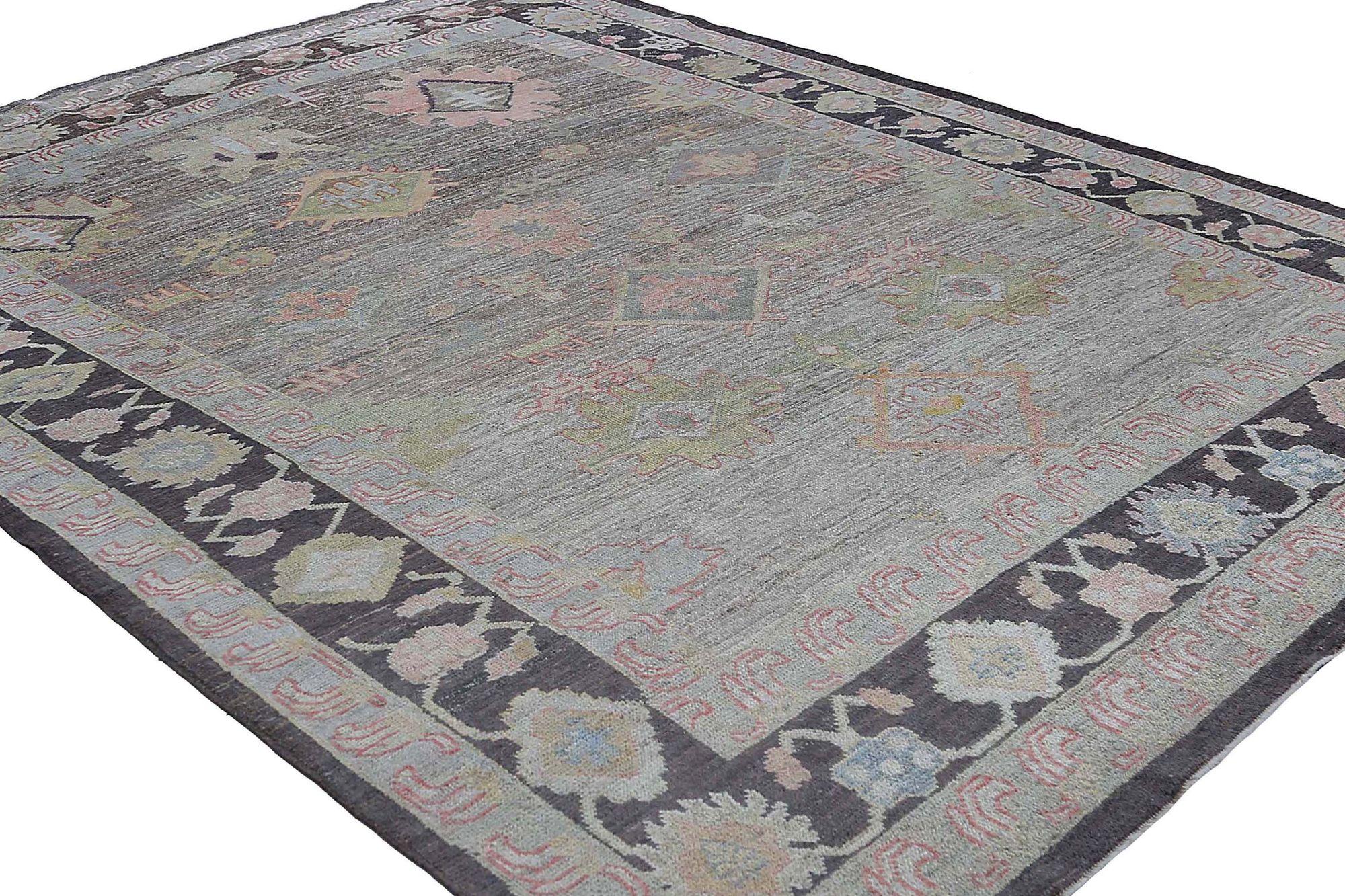 20th Century Afghanistan Oushak Area Rugs - Wool Brown Design - 97005 For Sale