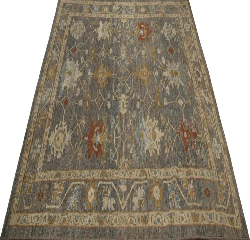 Afghanistan Oushak Area Rugs - Wolle Brown Gray Design - 96110 (Afghanisch) im Angebot