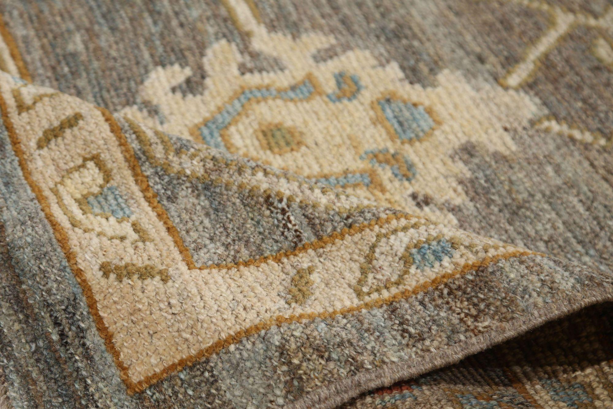 Afghanistan Oushak Area Rugs - Wolle Brown Gray Design - 96110 im Zustand „Hervorragend“ im Angebot in Dallas, TX