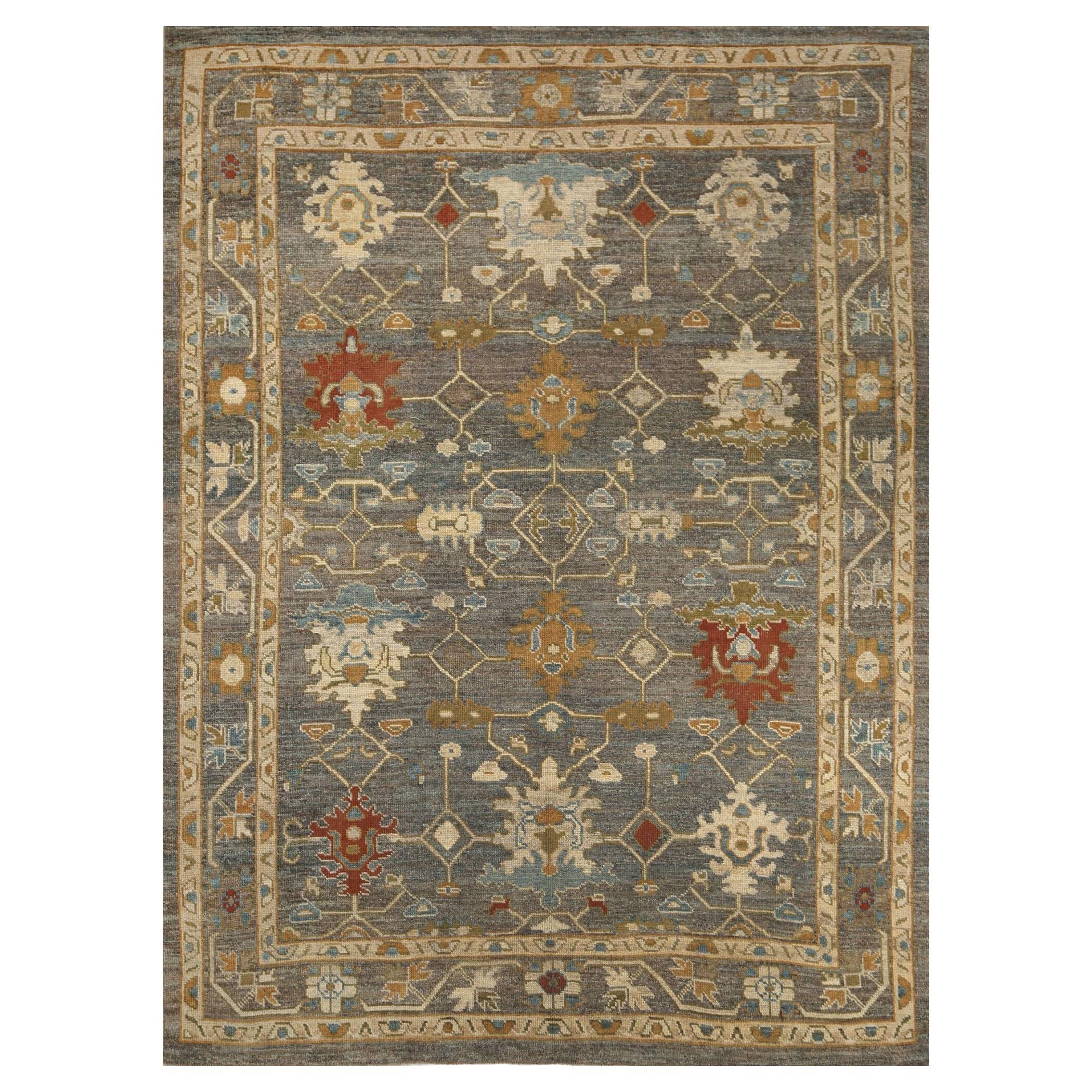 Afghanistan Oushak Area Rugs - Wolle Brown Gray Design - 96110