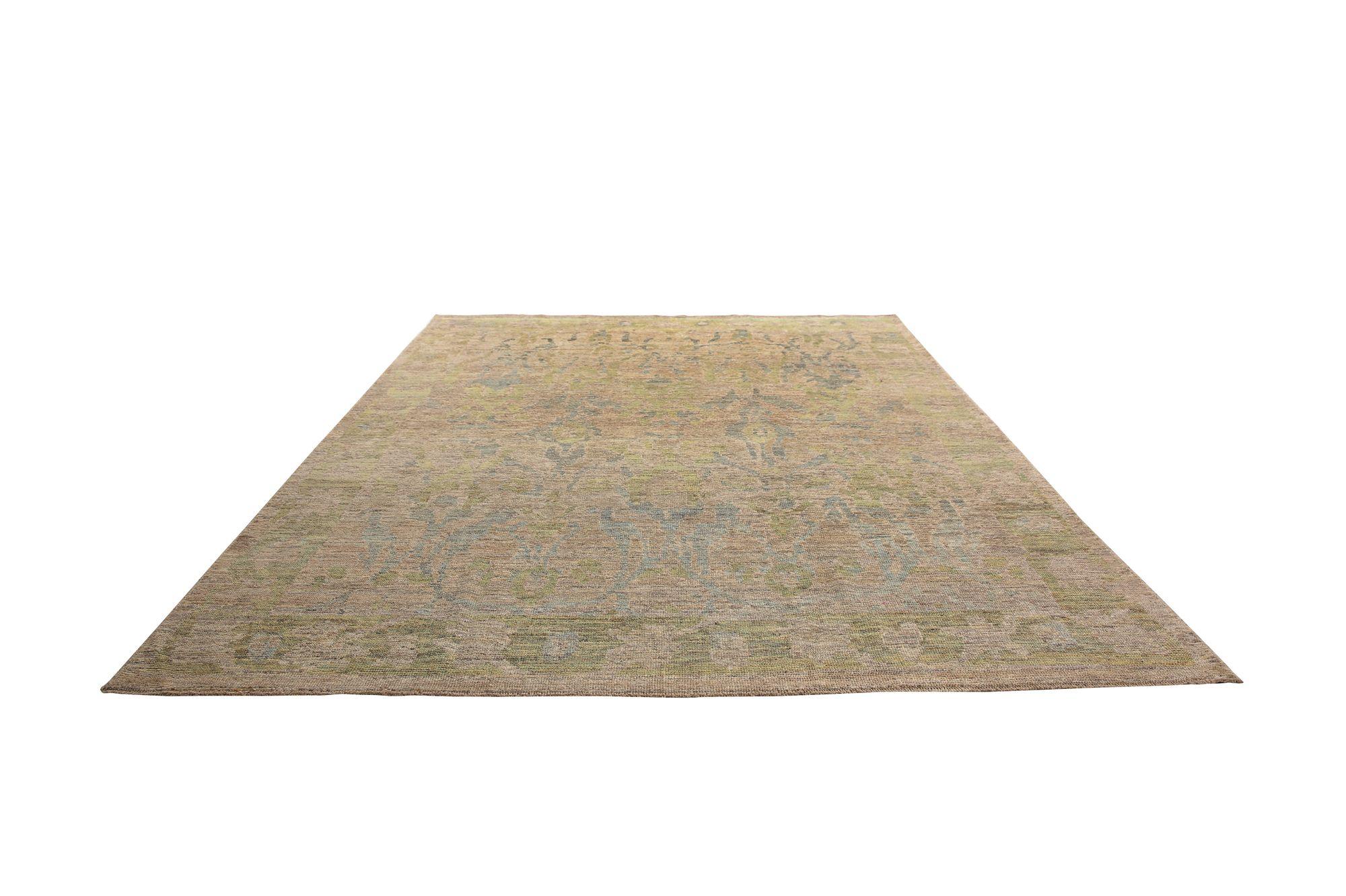 Afghanistan Oushak Area Rugs - Wolle Braun Grau Grün Design - 97013 (Afghanisch) im Angebot