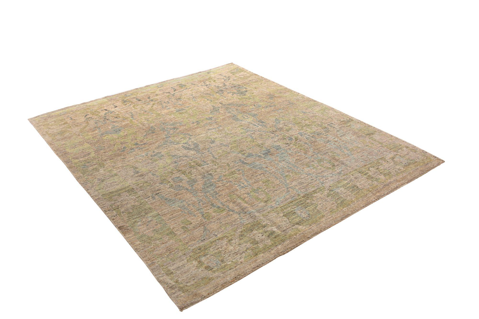 Afghanistan Oushak Area Rugs - Wolle Braun Grau Grün Design - 97013 im Zustand „Hervorragend“ im Angebot in Dallas, TX