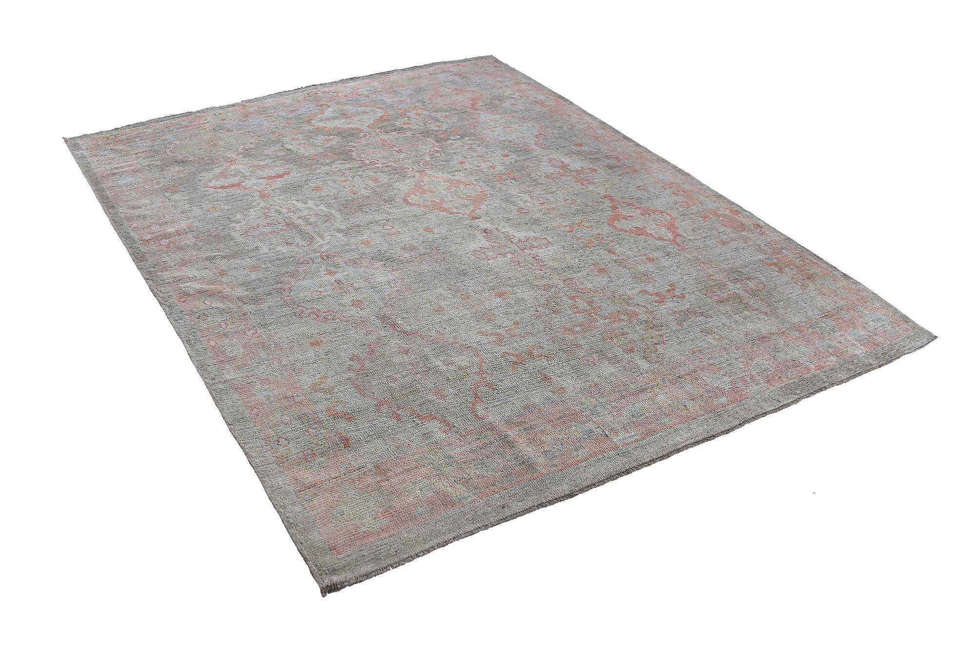 20th Century Afghanistan Oushak Area Rugs - Wool Brown Green Design - 97269 For Sale
