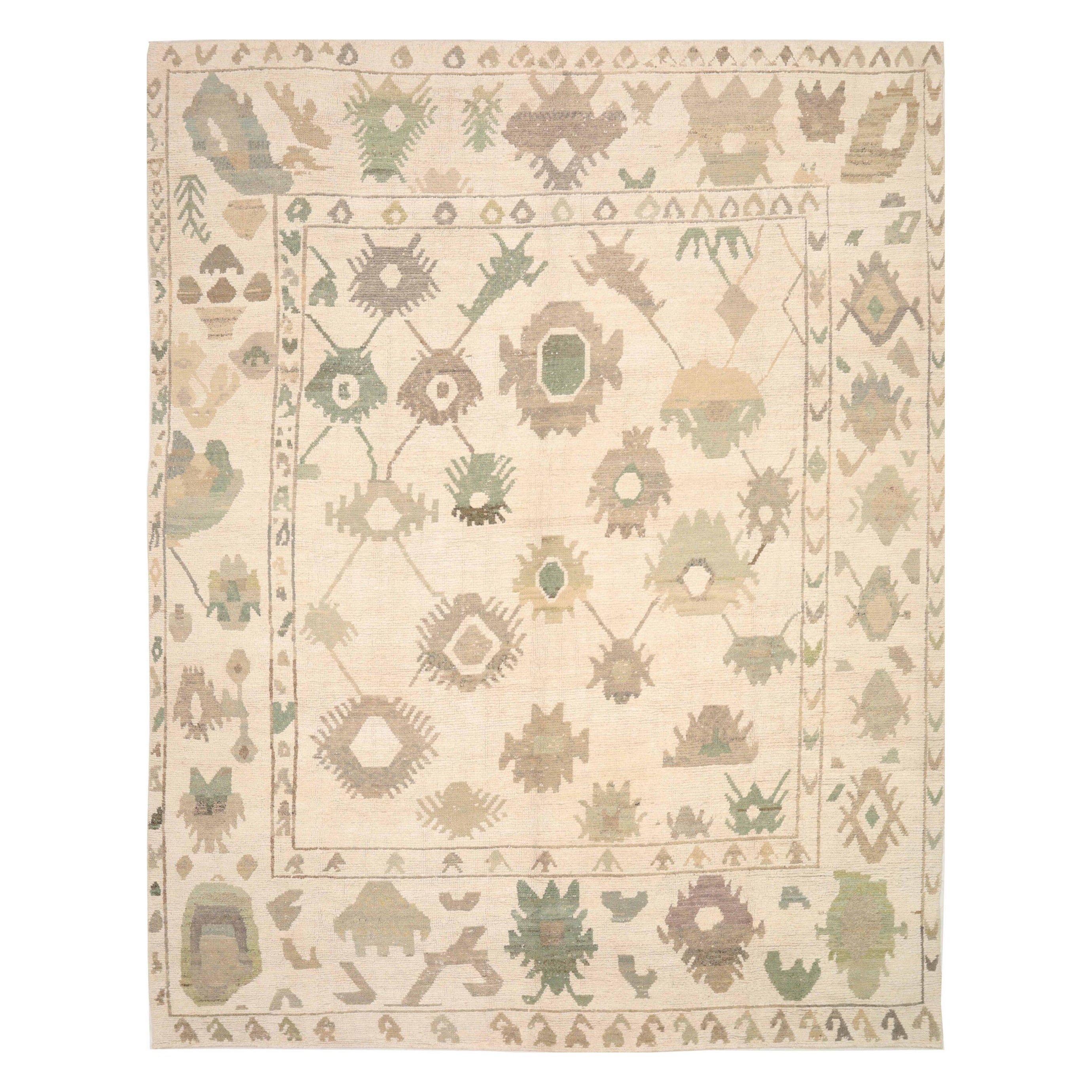 Afghanistan Oushak Area Rugs - Wolle Braun Grün Elfenbein Design - 92861