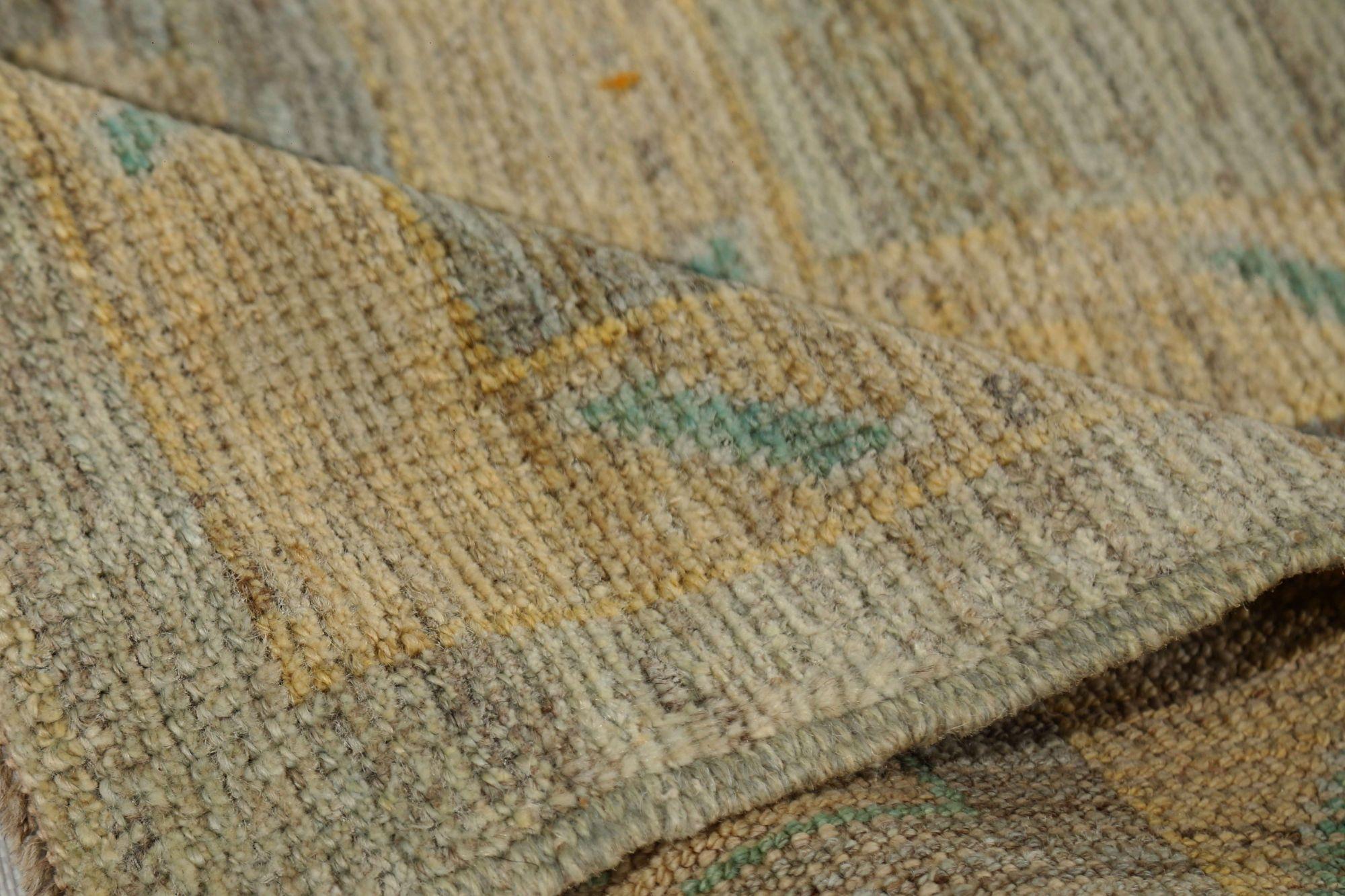Afghanistan Oushak Area Rugs - Wool Brown Green Ivory Yellow - 96139 In Excellent Condition For Sale In Dallas, TX