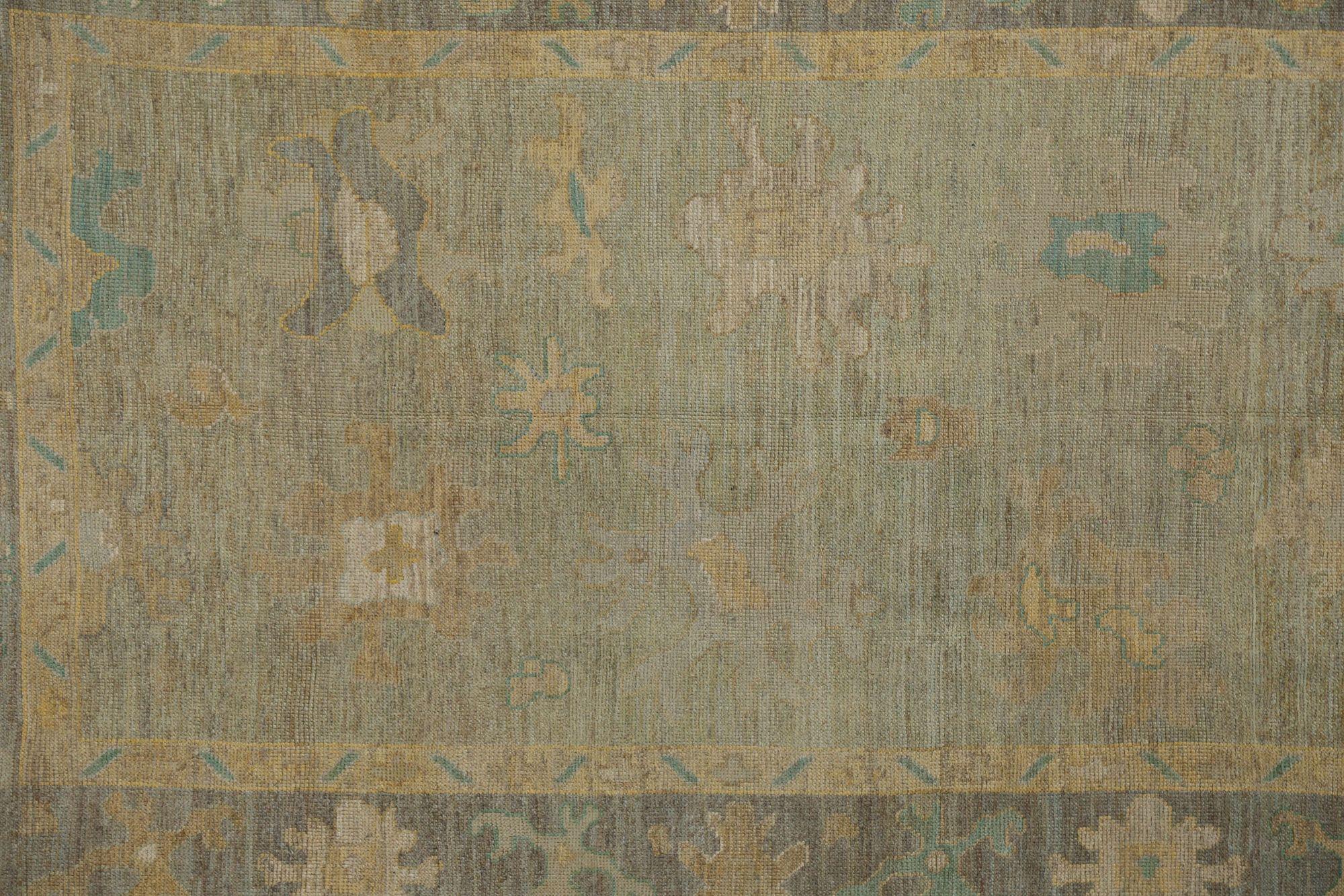 20th Century Afghanistan Oushak Area Rugs - Wool Brown Green Ivory Yellow - 96139 For Sale