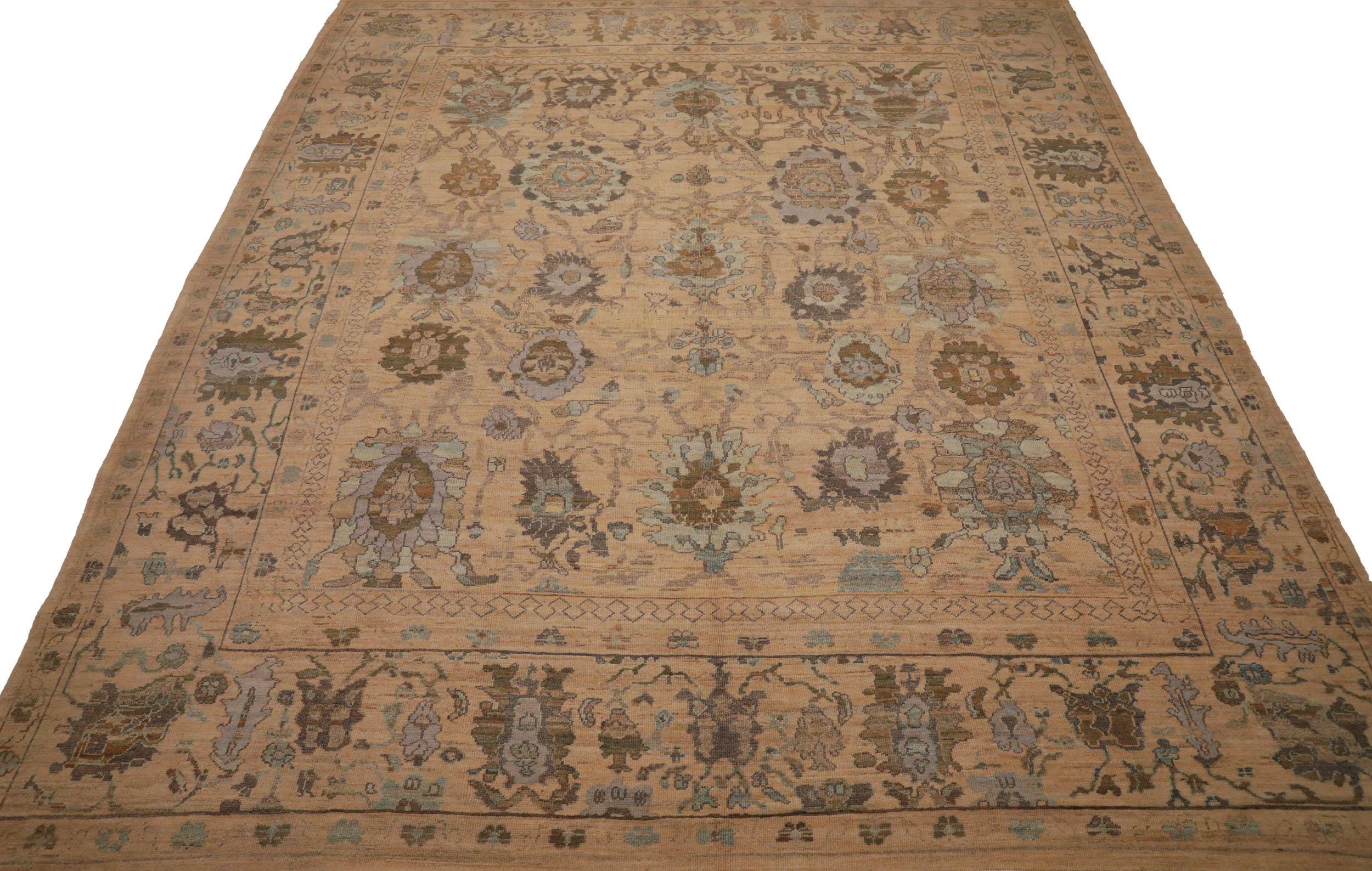 Descubre la elegancia de las alfombras Oushak de Afganistán de Circa 1990. Diseñado con lana y marrón-marfil, este diseño exclusivo es perfecto para realzar tu espacio.