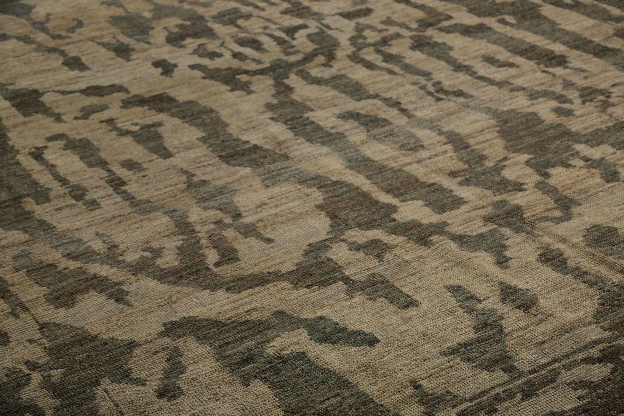 Afghanistan Oushak Area Rugs - Wolle Brown Ivory Design - 96143 (Afghanisch) im Angebot