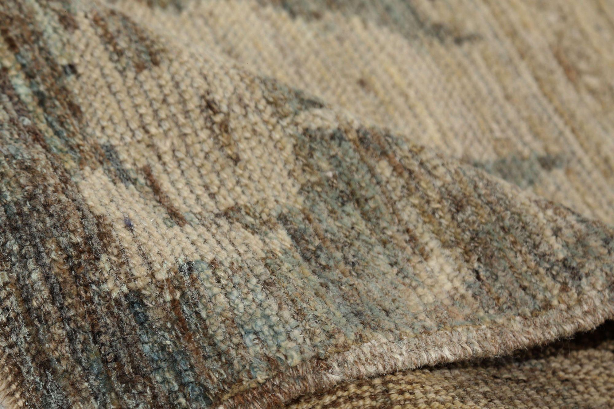 Afghanistan Oushak Area Rugs - Wolle Brown Ivory Design - 96143 (Handgeknüpft) im Angebot