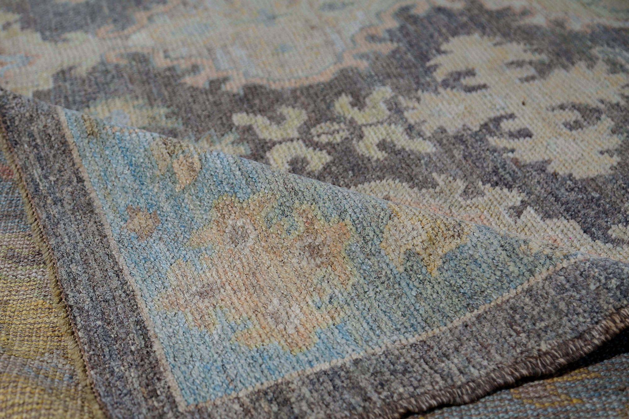 Afghanistan Oushak Area Rugs - Wolle Braun Elfenbein Hellblau - 97263 (Stammeskunst) im Angebot