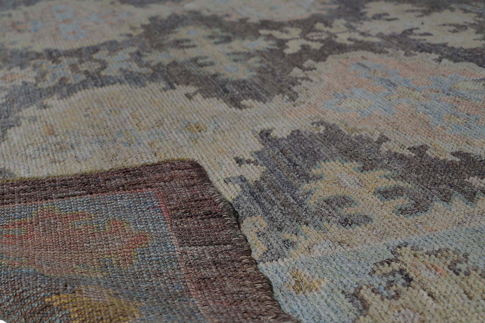 Afghanistan Oushak Area Rugs - Wolle Braun Elfenbein Hellblau - 97263 (Afghanisch) im Angebot