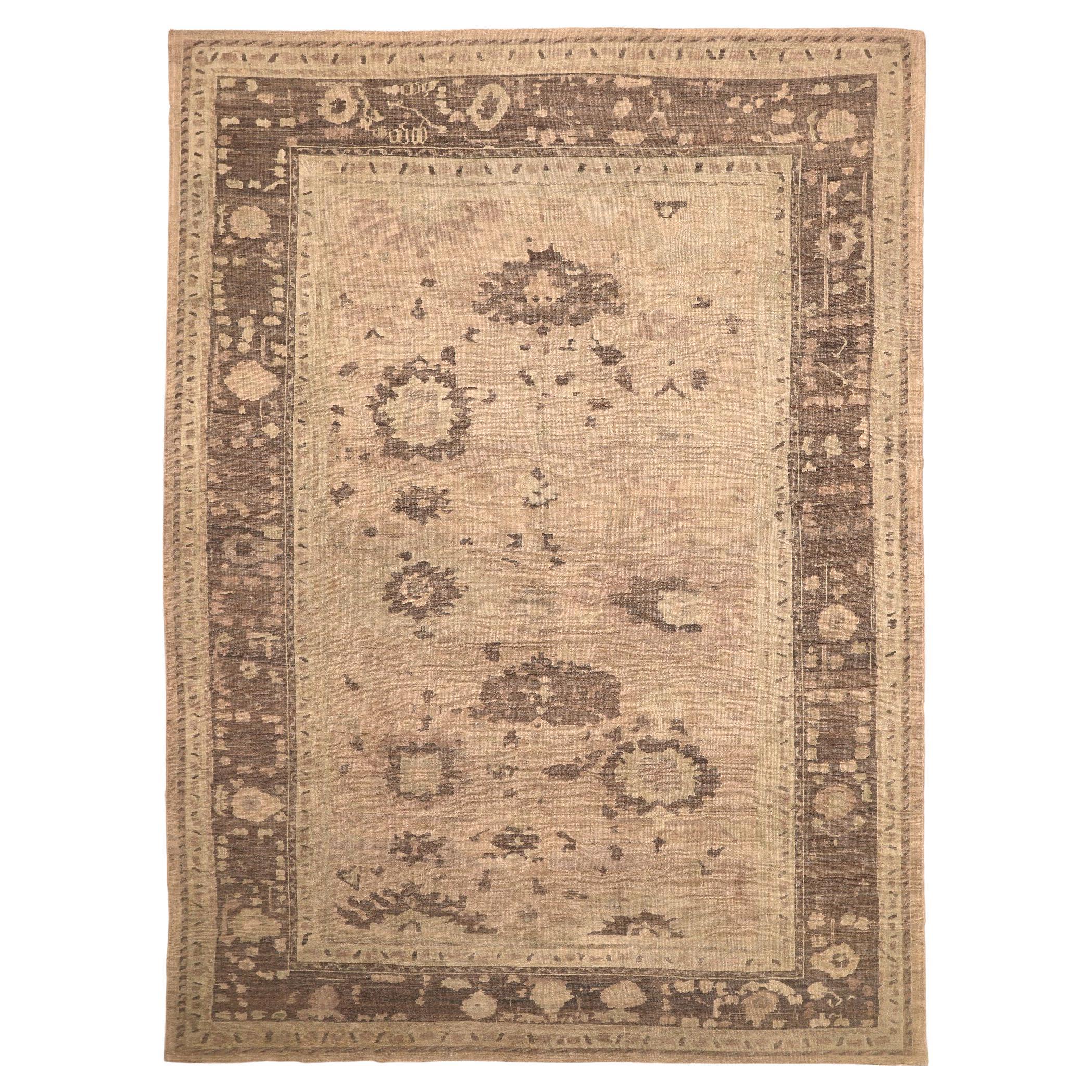 Afghanistan Oushak Area Rugs - Wolle Braun Elfenbein Taupe Design - 93616