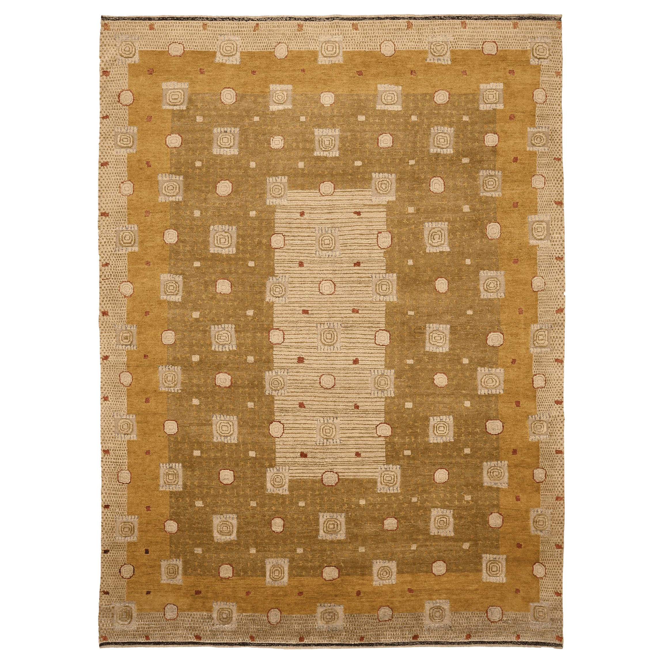 Tappeti Afghanistan Oushak - Lana Marrone Avorio Disegno Giallo - 94233