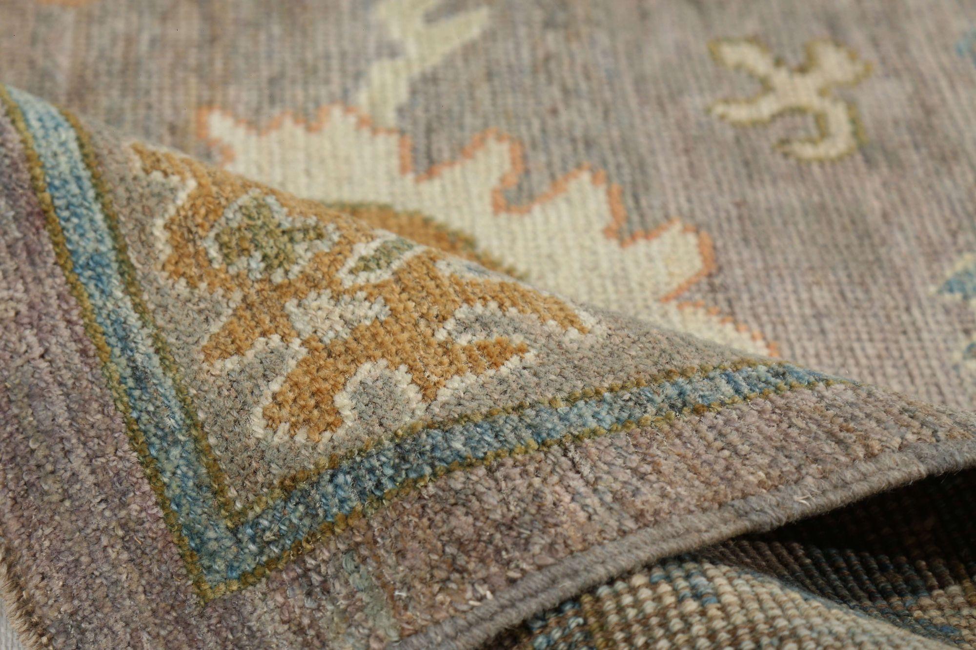 Turkey Oushak Area Rugs - Wool Brown Purpel Design - 96127 In Excellent Condition For Sale In Dallas, TX