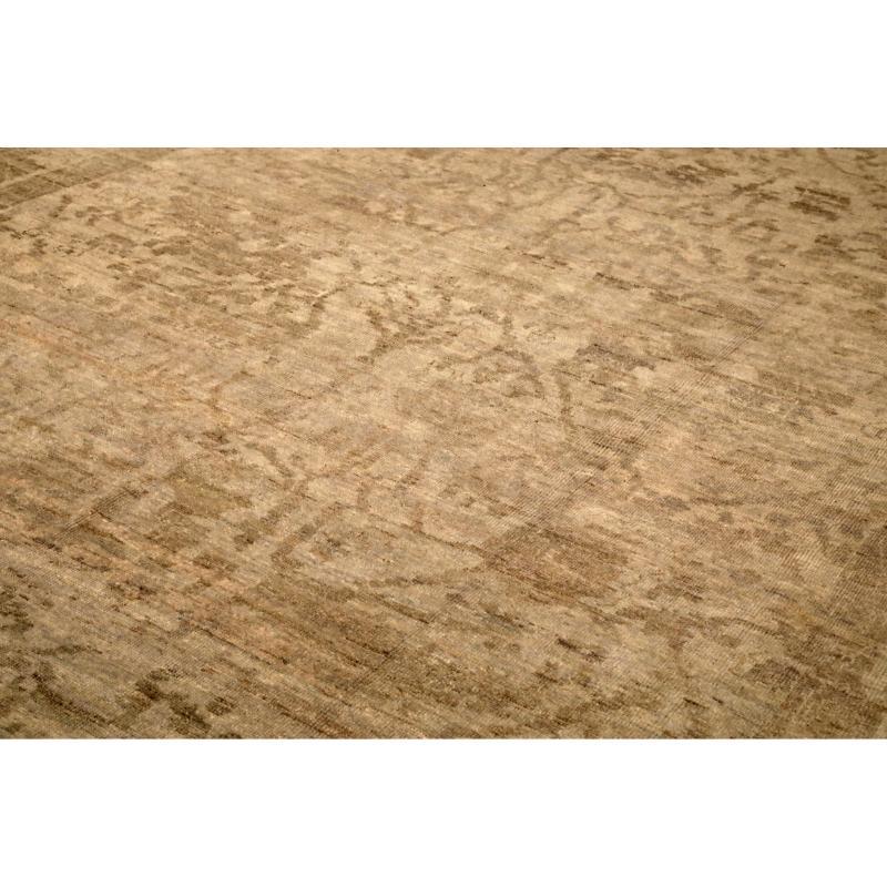 Afghanistan Oushak Area Rugs - Wolle Brown Taupe Design - 94620 (Stammeskunst) im Angebot