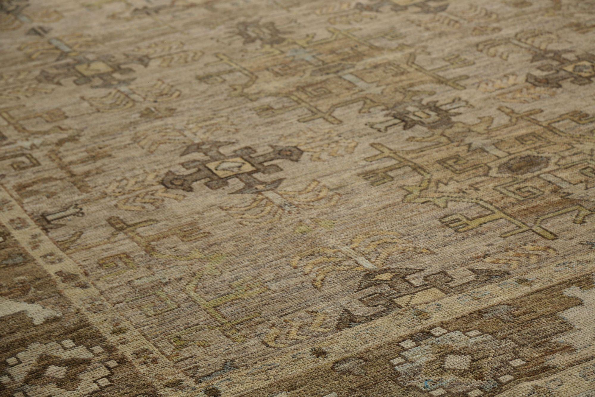 Tribale Tappeti Afghanistan Oushak - Lana Marrone Taupe Design - 96147 in vendita