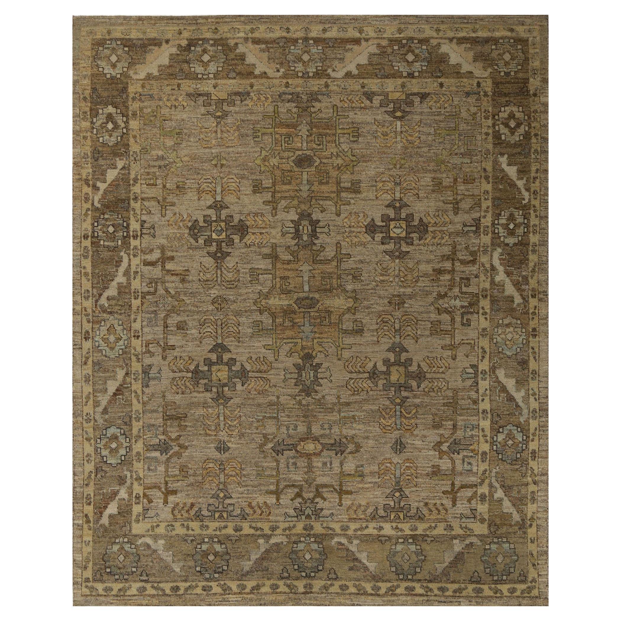 Afghanistan Oushak Area Rugs - Wolle Brown Taupe Design - 96147