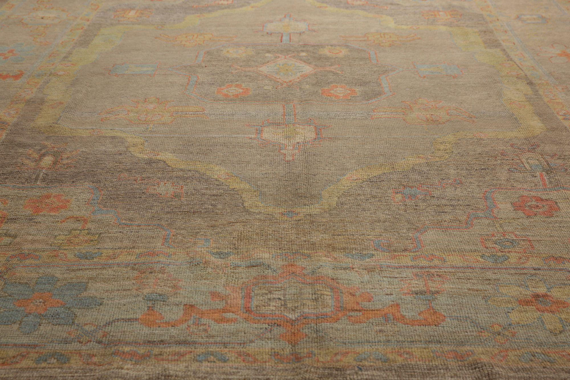 Tribale Tappeti Afghanistan Oushak - Lana Marrone Taupe Design - 97017 in vendita