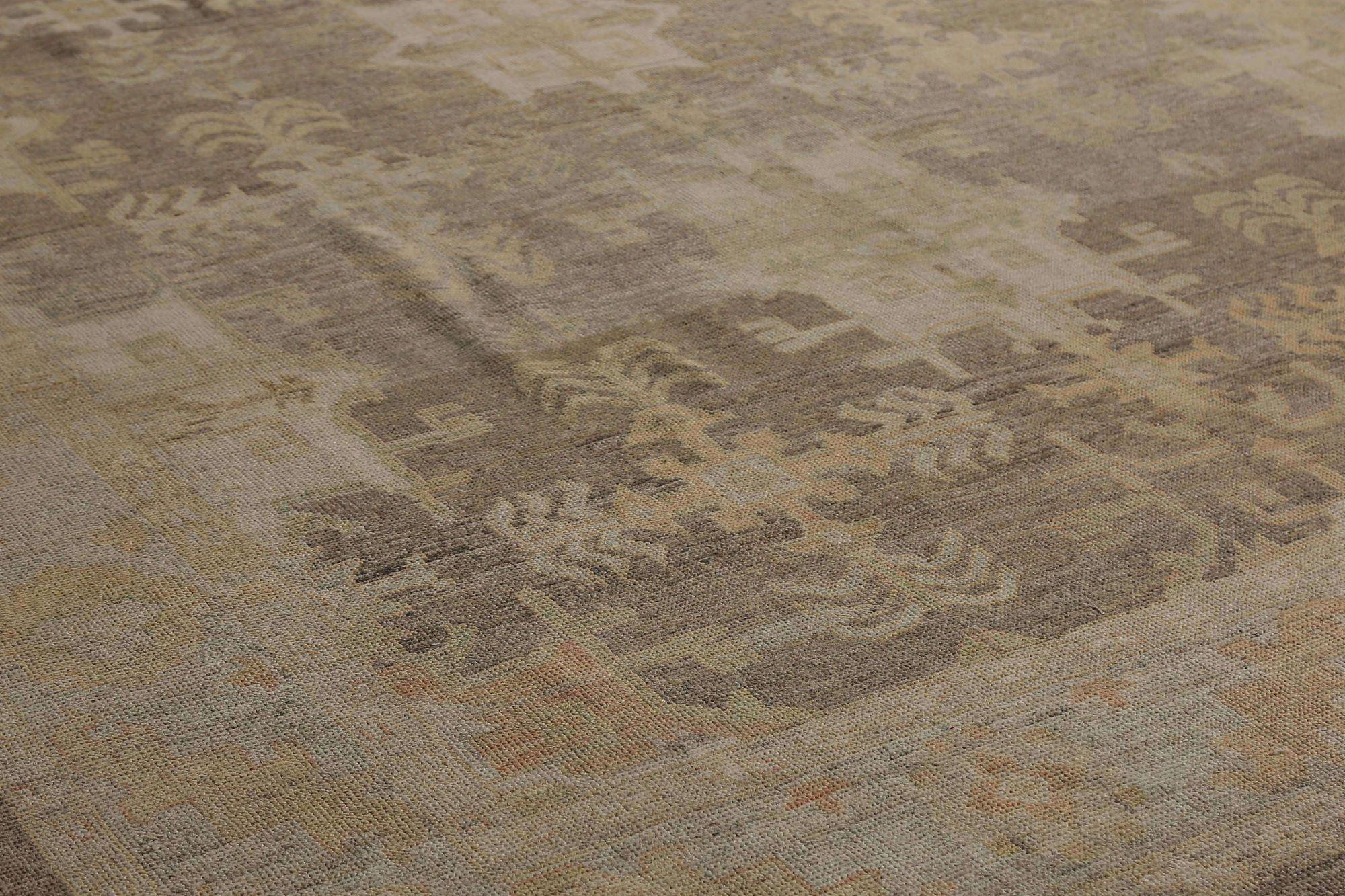 Tribale Tappeti Afghanistan Oushak - Lana Marrone Disegno Terracotta - 95846 in vendita