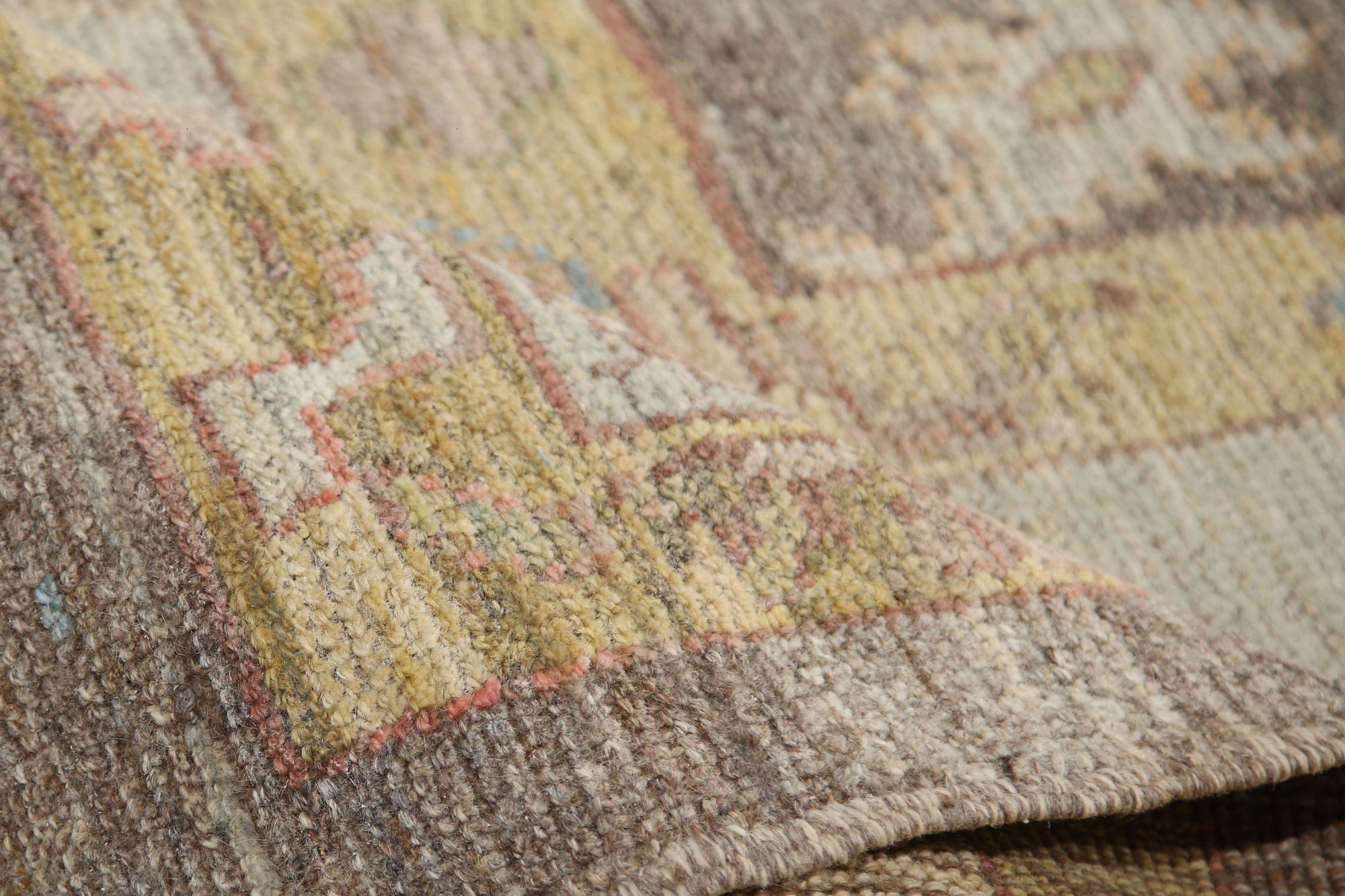 Hand-Knotted Turkey Oushak Area Rugs - Wool Brown Terracotta Design - 96114 For Sale