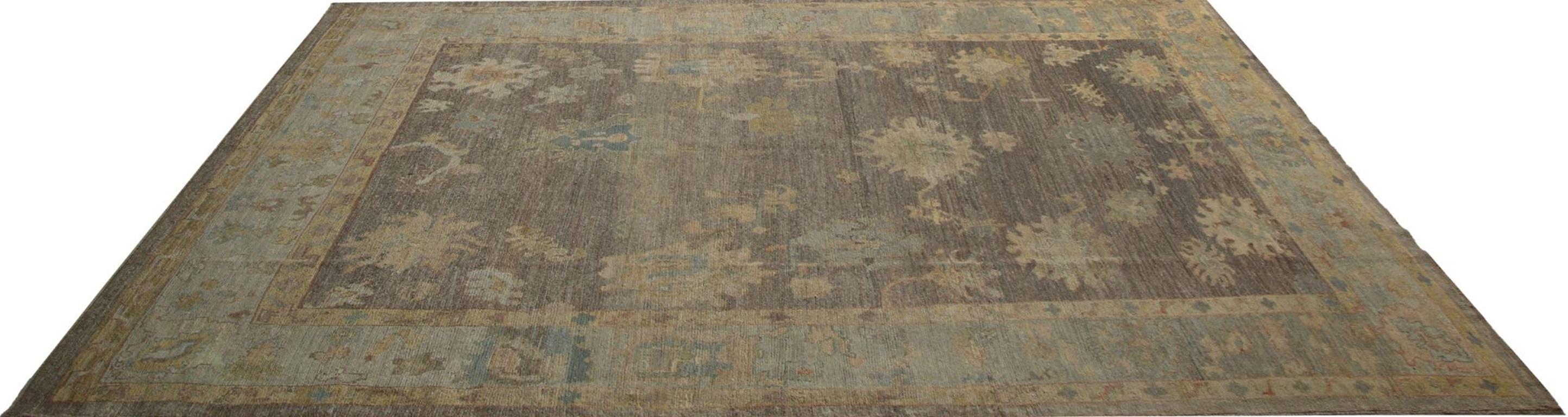 Turkey Oushak Area Rugs - Wool Brown Terracotta Design - 96114 In Excellent Condition For Sale In Dallas, TX